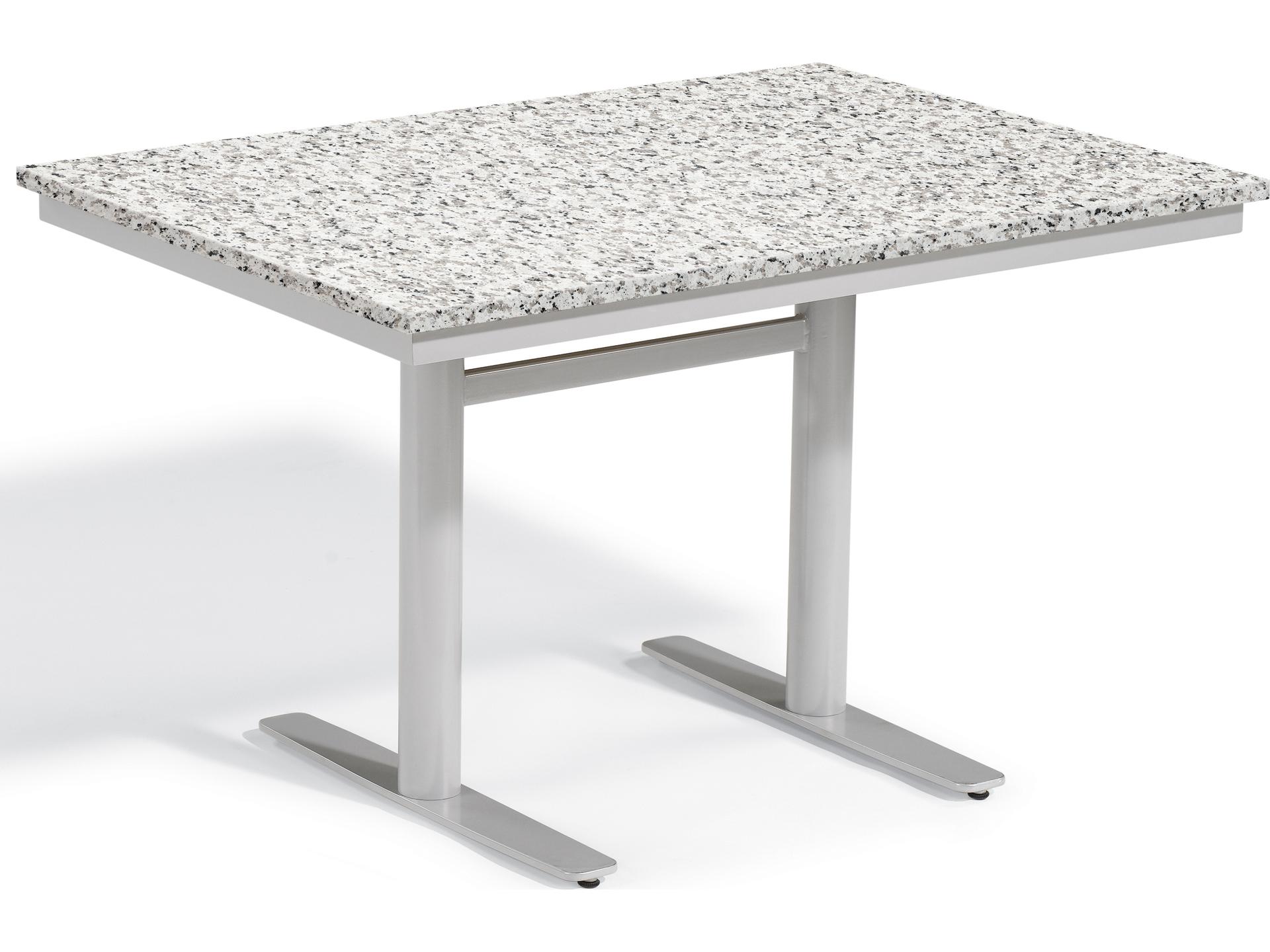 Travira Aluminum Flint Rectangular Granite Top Outdoor Bistro Table