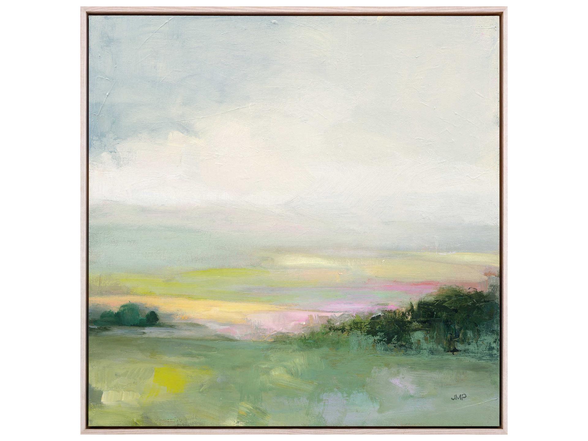 Landscapes Glowing Valley Canvas Wall Art with Whitewash Floater Frame