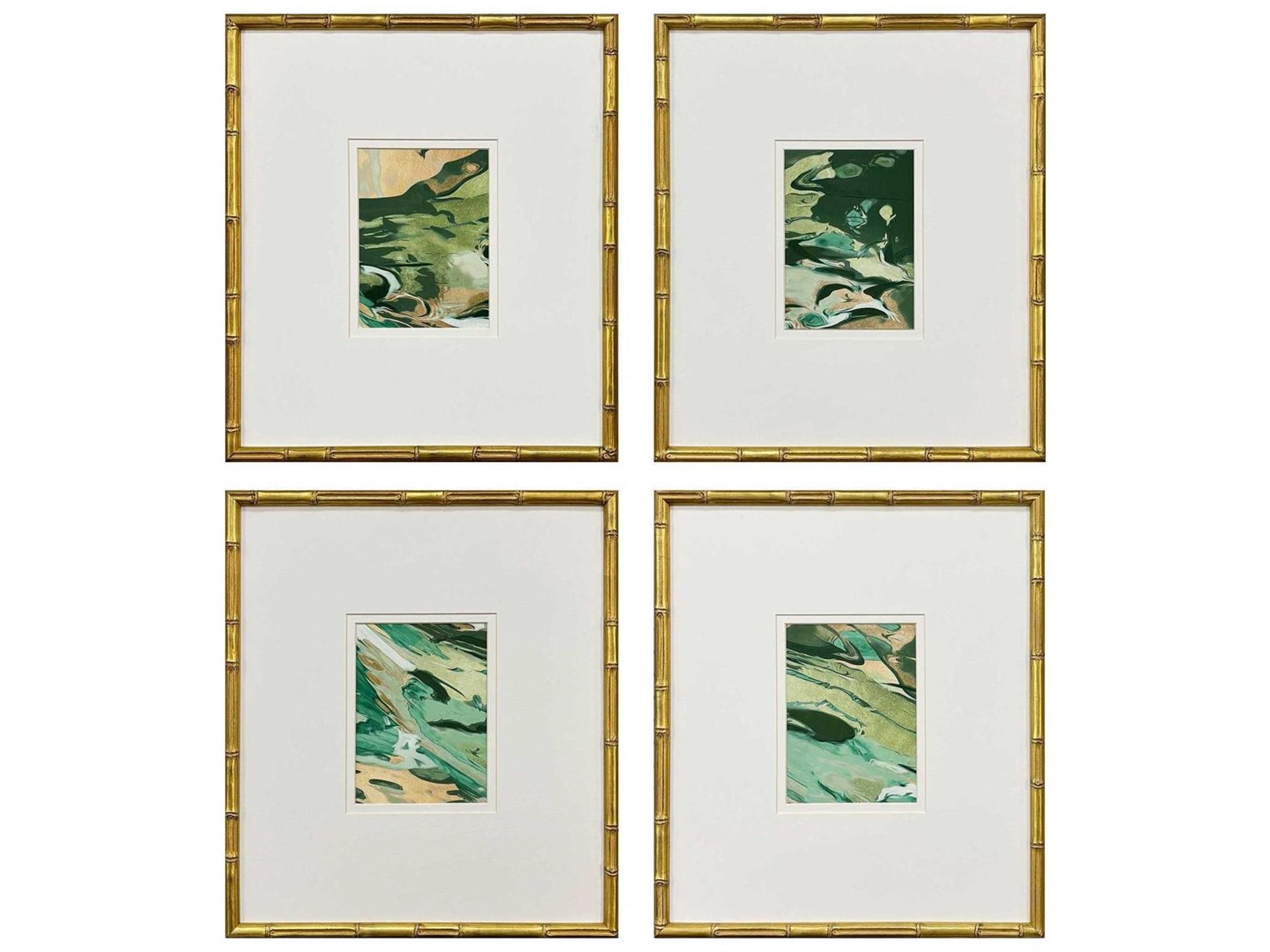 Abstract Verdant Fusion Wall Art Set of 4