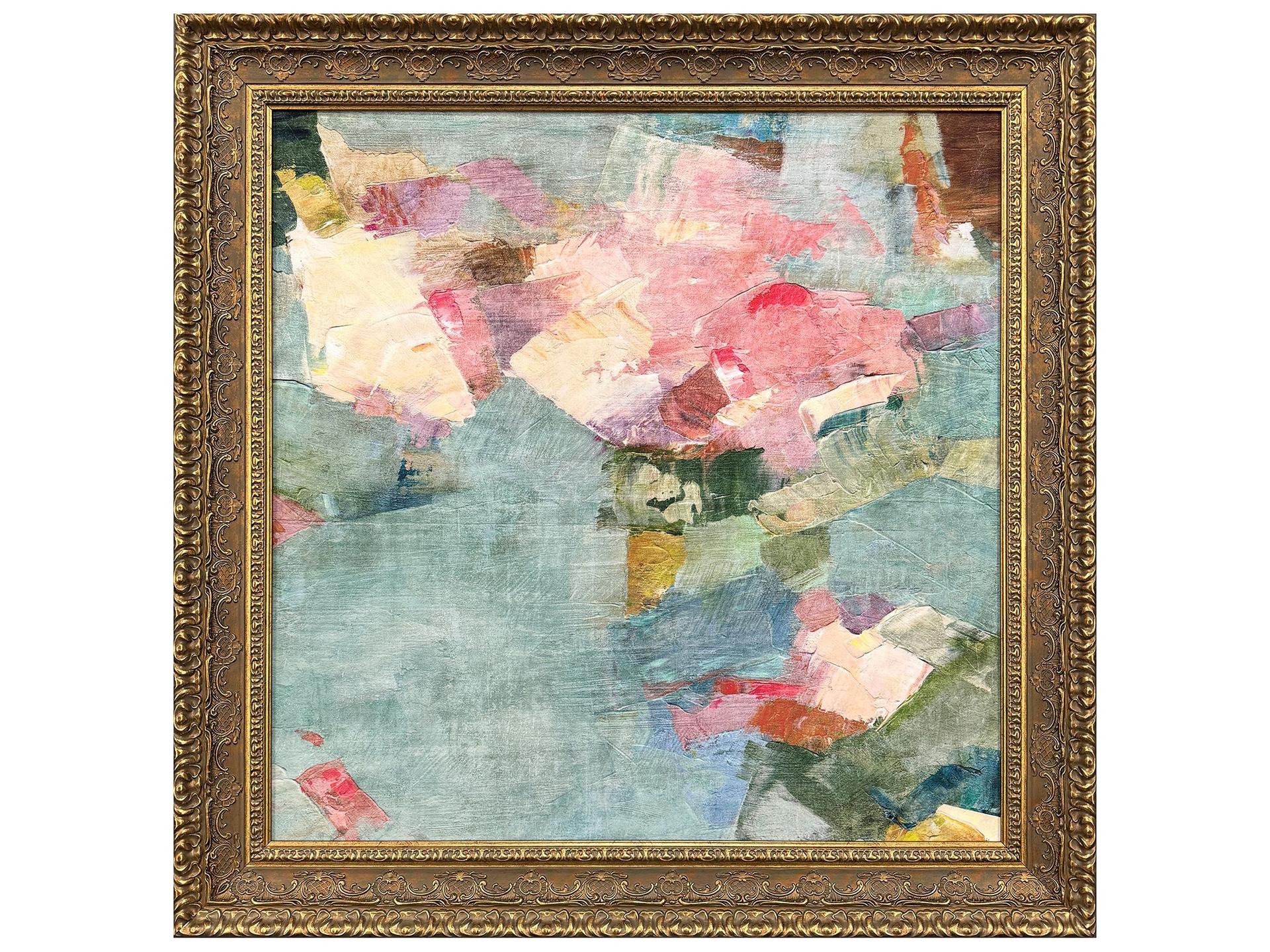 Snap Dragon Framed Art with Enhanced Gel Finish and Antique Gold Baroque Frame