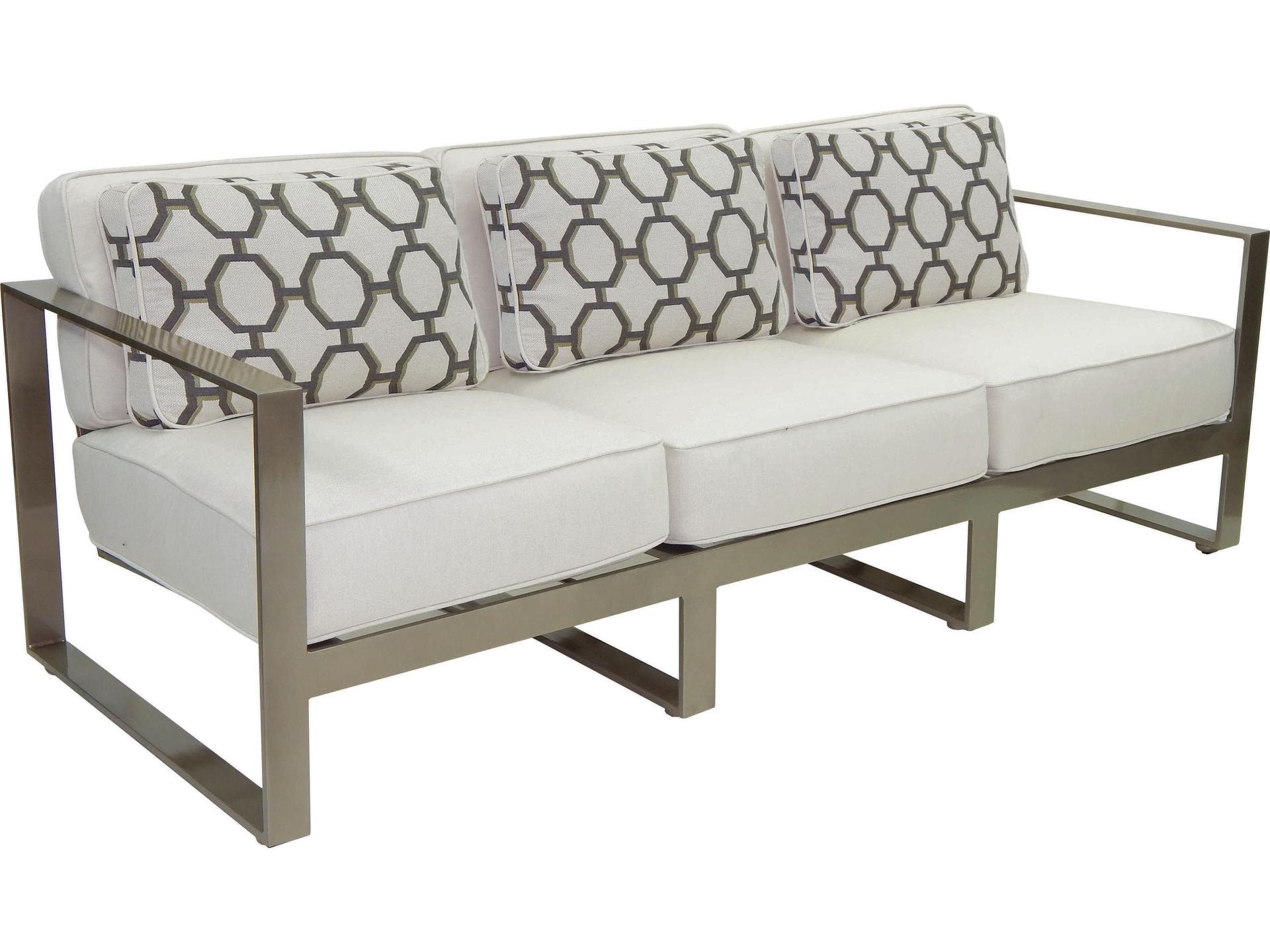 Park Place 3-Seat Outdoor Aluminum Sofa in Contemporary Style