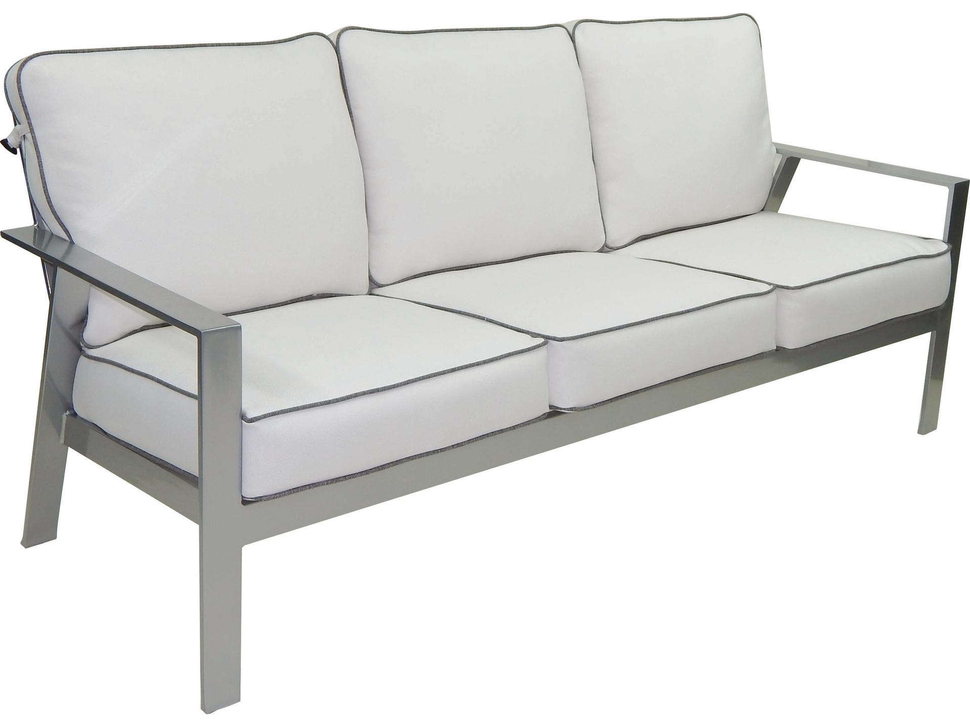 Trento 3-Seat Cushioned Outdoor Sofa in Aluminum