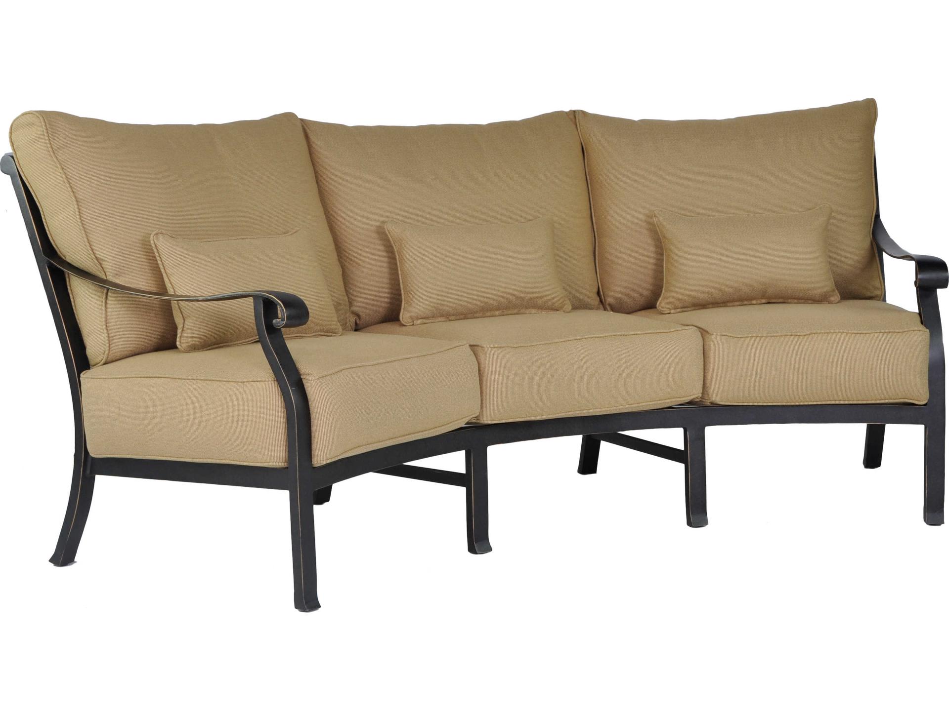 Madrid Deep Seating Crescent Patio Sofa in Cast Aluminum