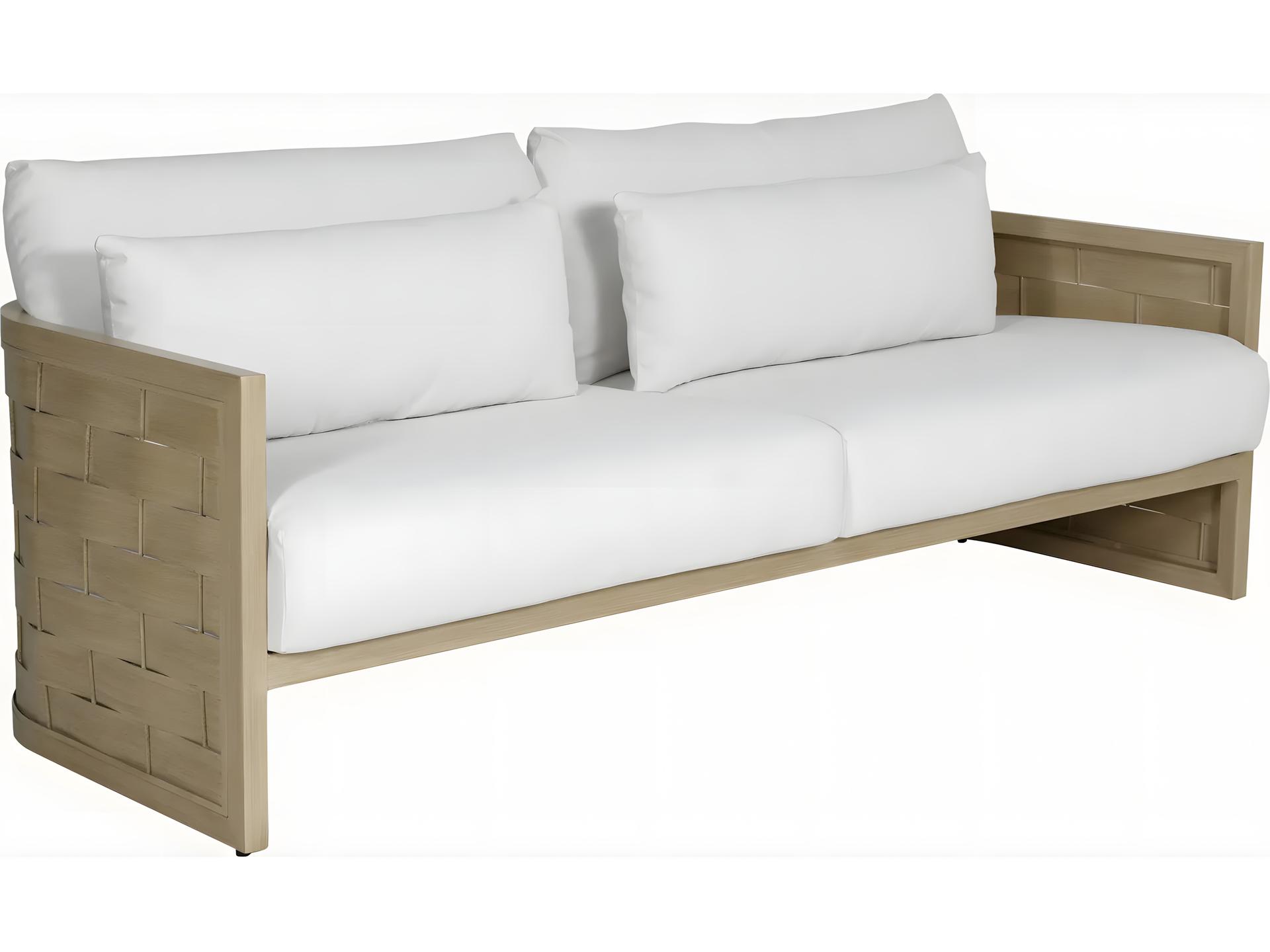 Biscayne Deep Seating Aluminum Outdoor Sofa with Two Throw Pillows