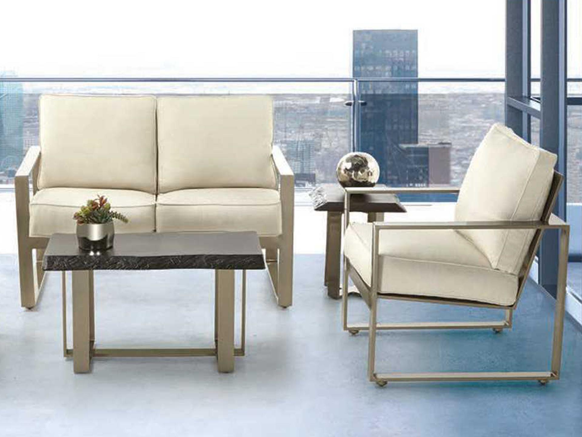 Castelle Park Place Deep Seating Cushion Cast Aluminum Patio Lounge Set