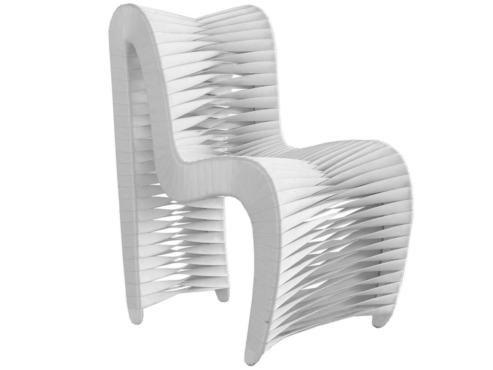 Phillips Collection Seat Belt White Upholstered Side Dining Chair