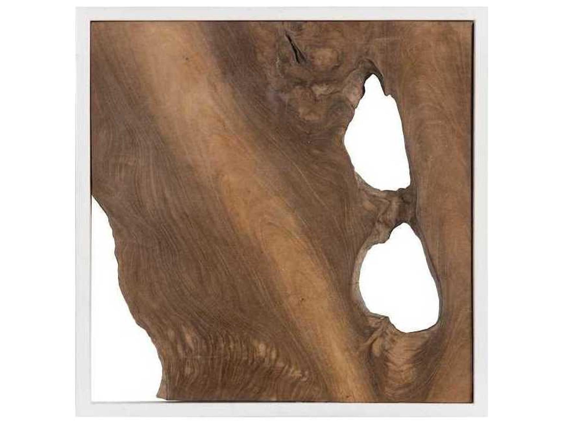Framed Slice Teak Wood Wall Tile in White