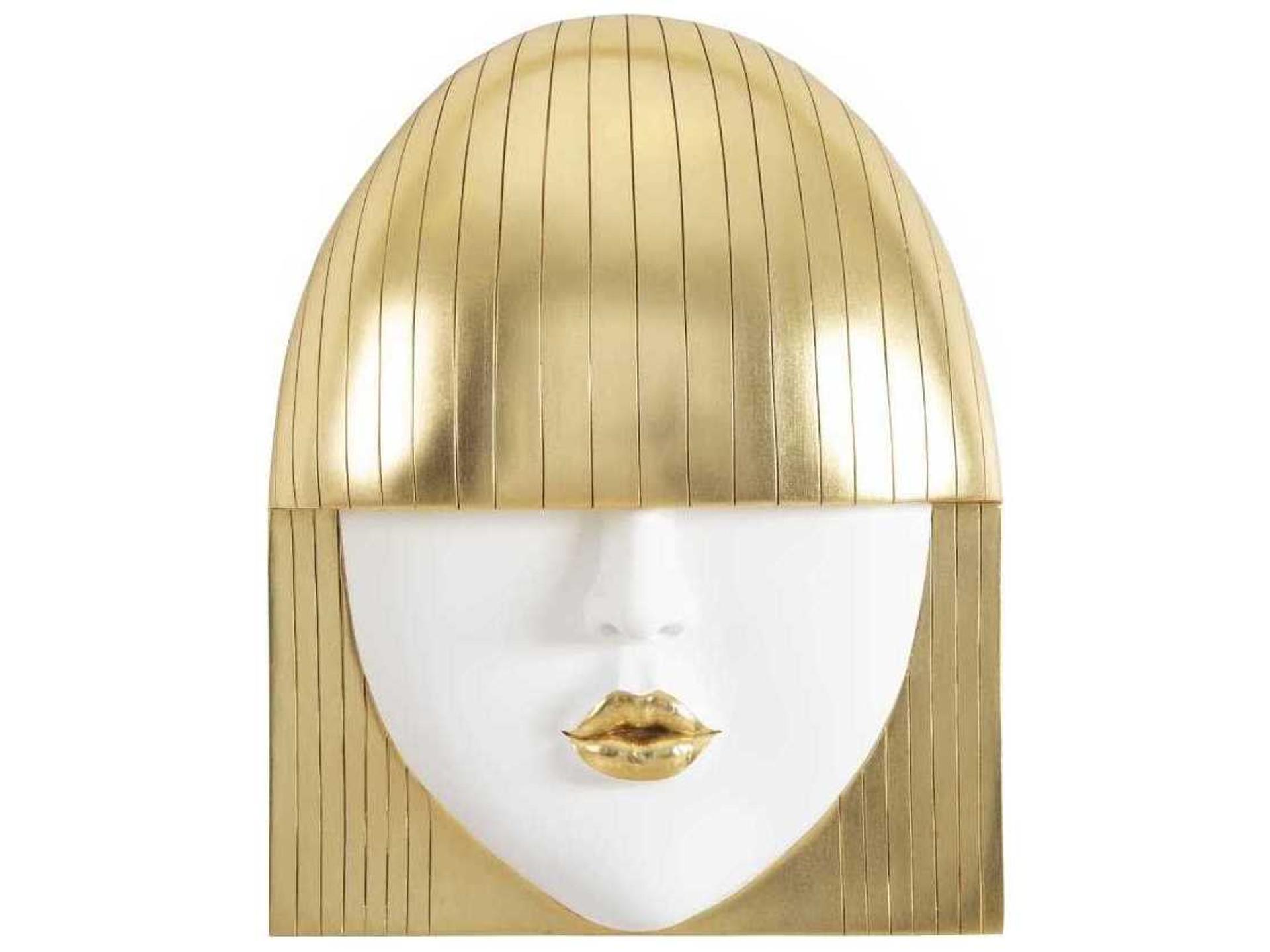 Large White and Gold Leaf Kiss Fashion Faces 3D Wall Art
