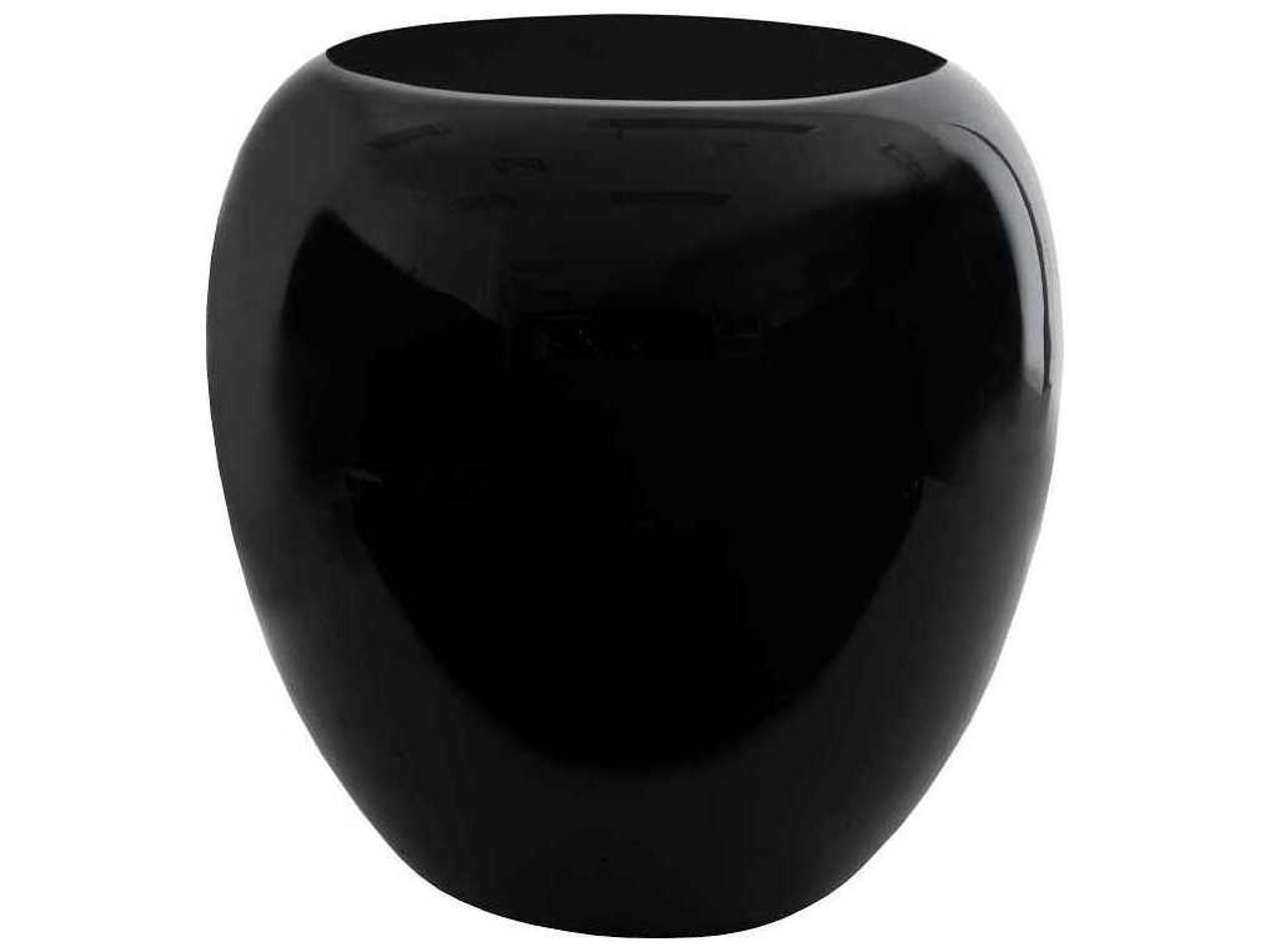 Round Resin Gel Coat Black End Table