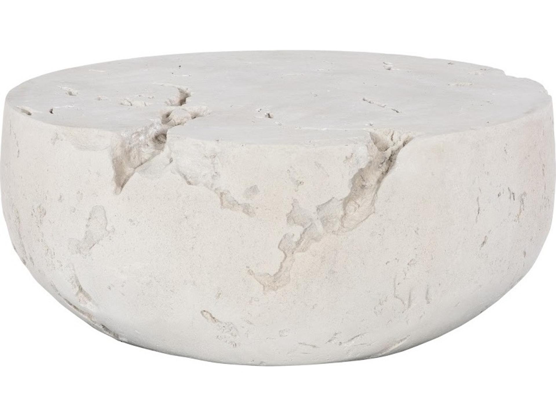 Round Stone Off White Coffee Table