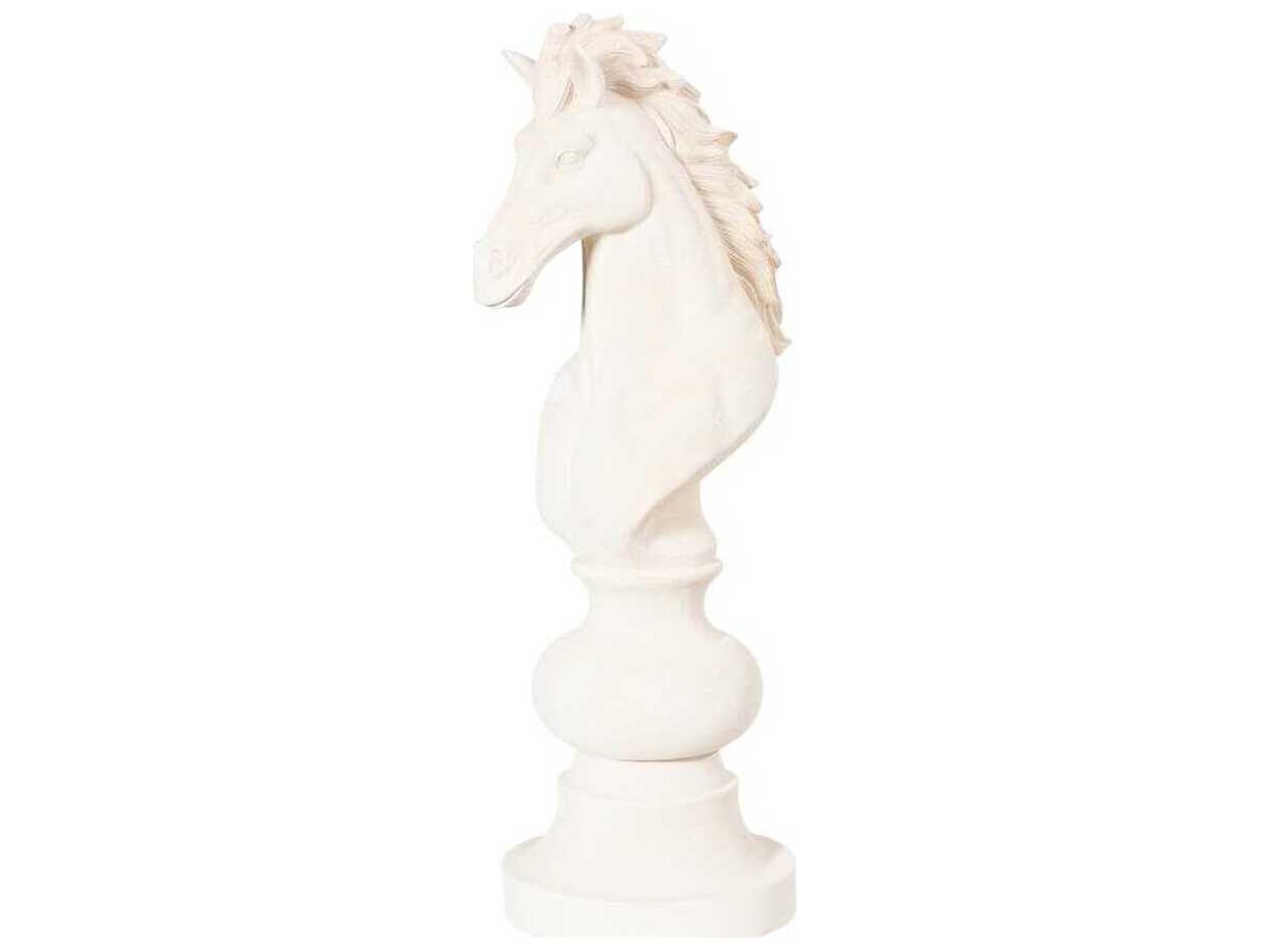 White Knight Chess Sculpture in Cast Stone