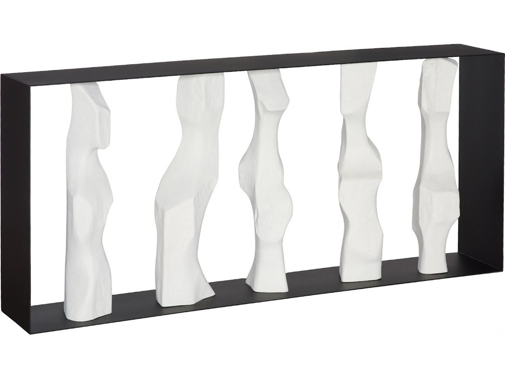 Rectangular Black Off White Metal Console Table