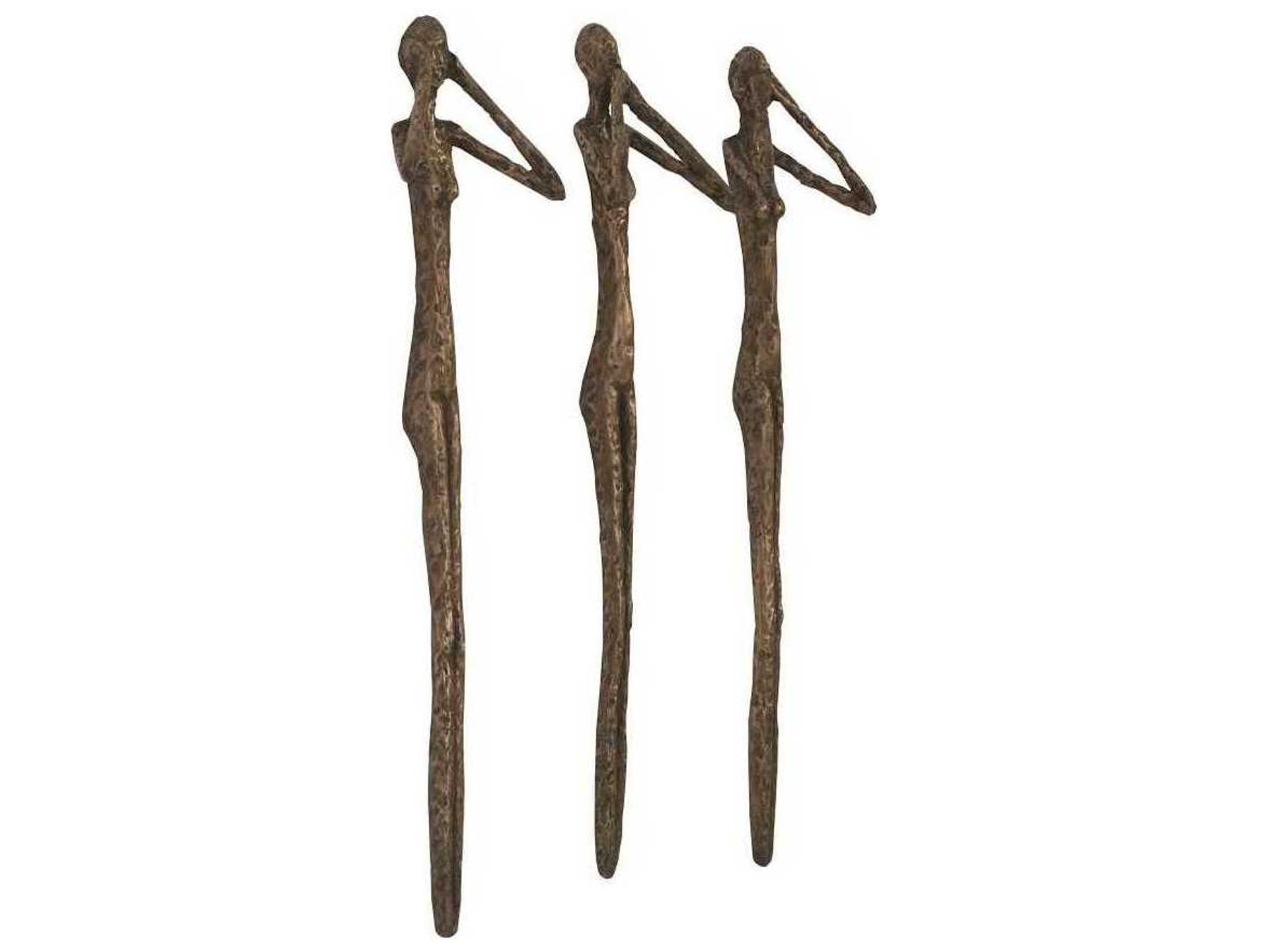 Phillips Collection Bronze See, Speak, Hear No Evil Resin Wall Art Set of 3