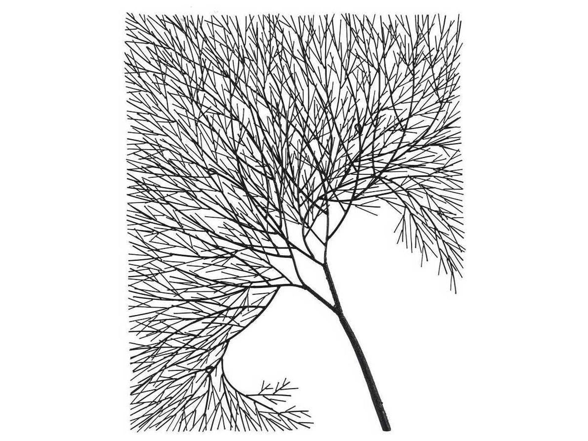 Wire Tree Rectangular Metal Wall Art Black