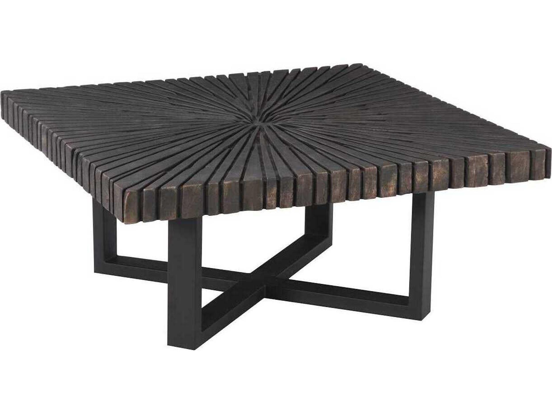 Square Wood Black Copper Coffee Table