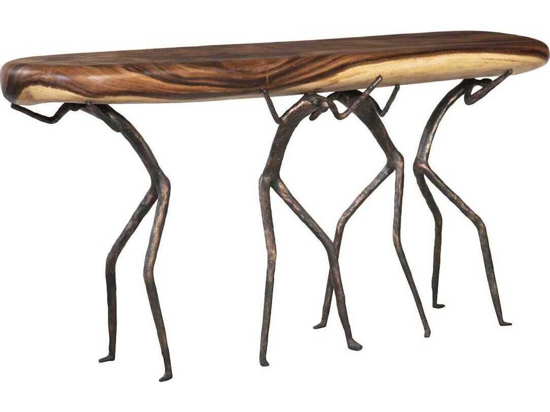 Atlas Console Table Natural Wood and Metal