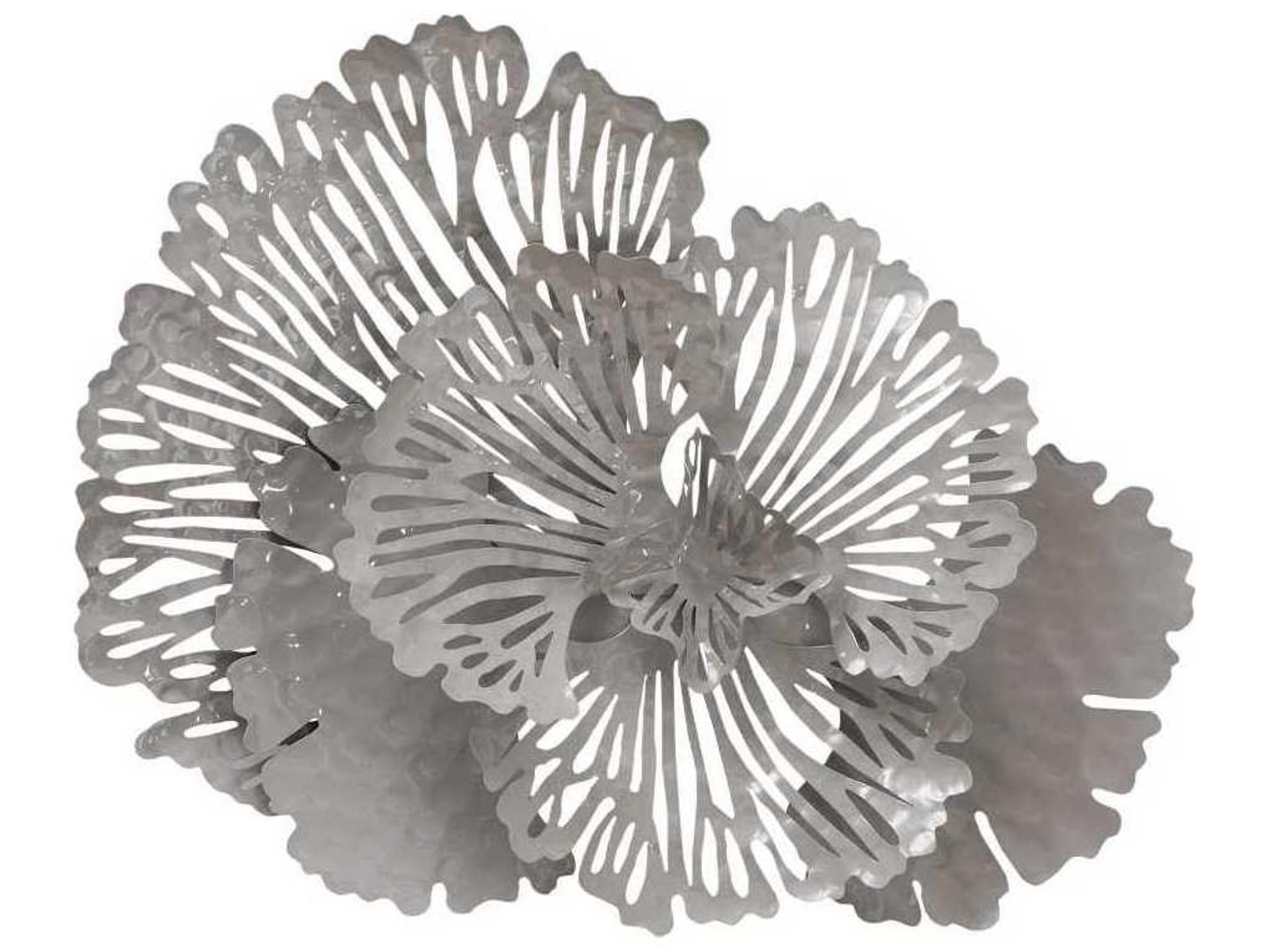 Flower Wall Art Small Gray Metal