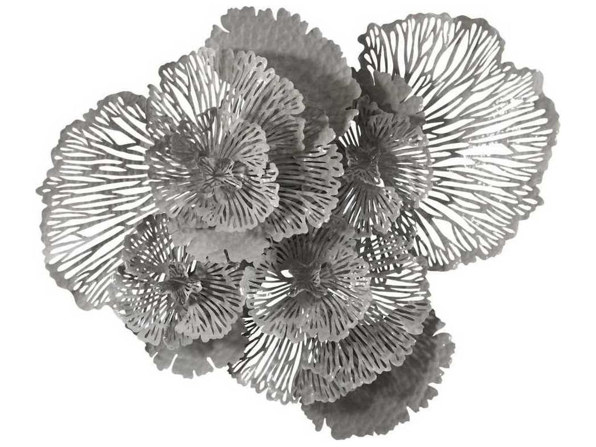 Gray 63" Flower Metal Wall Art