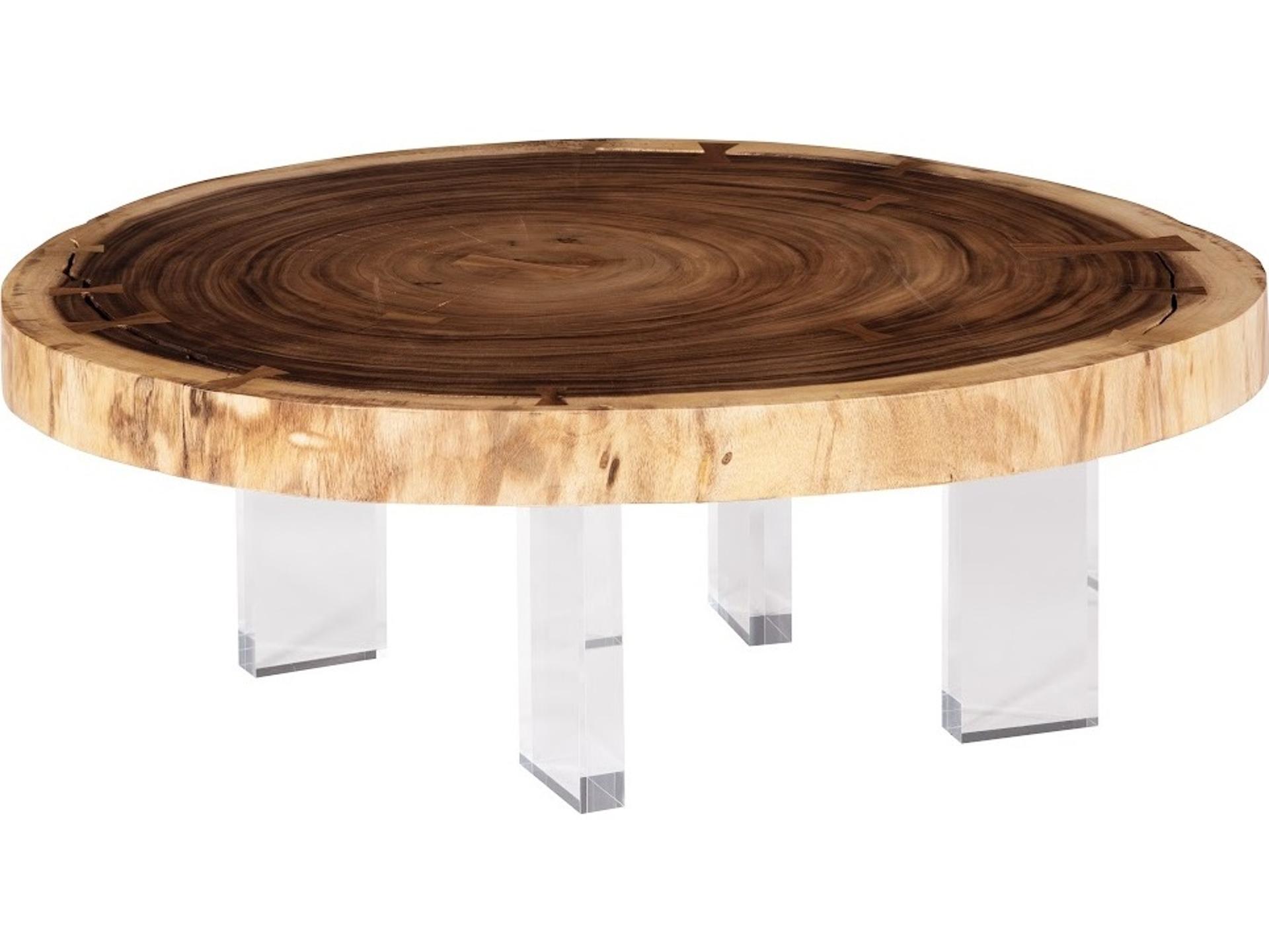Floating Coffee Table with Acrylic Legs in Natural in Size Varies