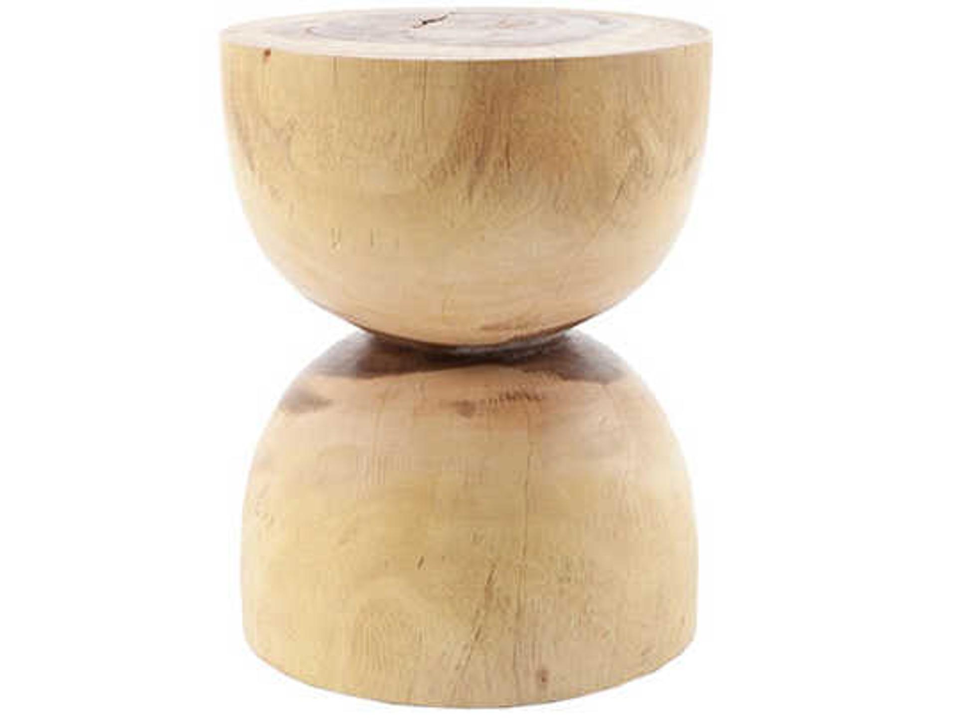 Hourglass Round Wood Brown End Table
