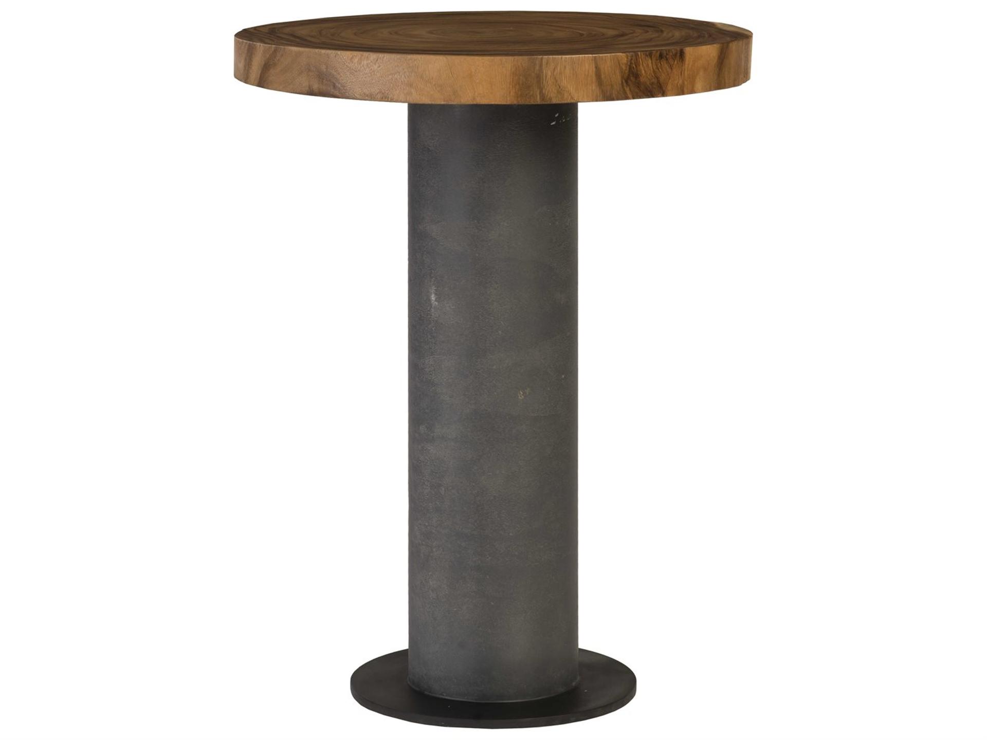 Grey Brown Round Wood Bar Table