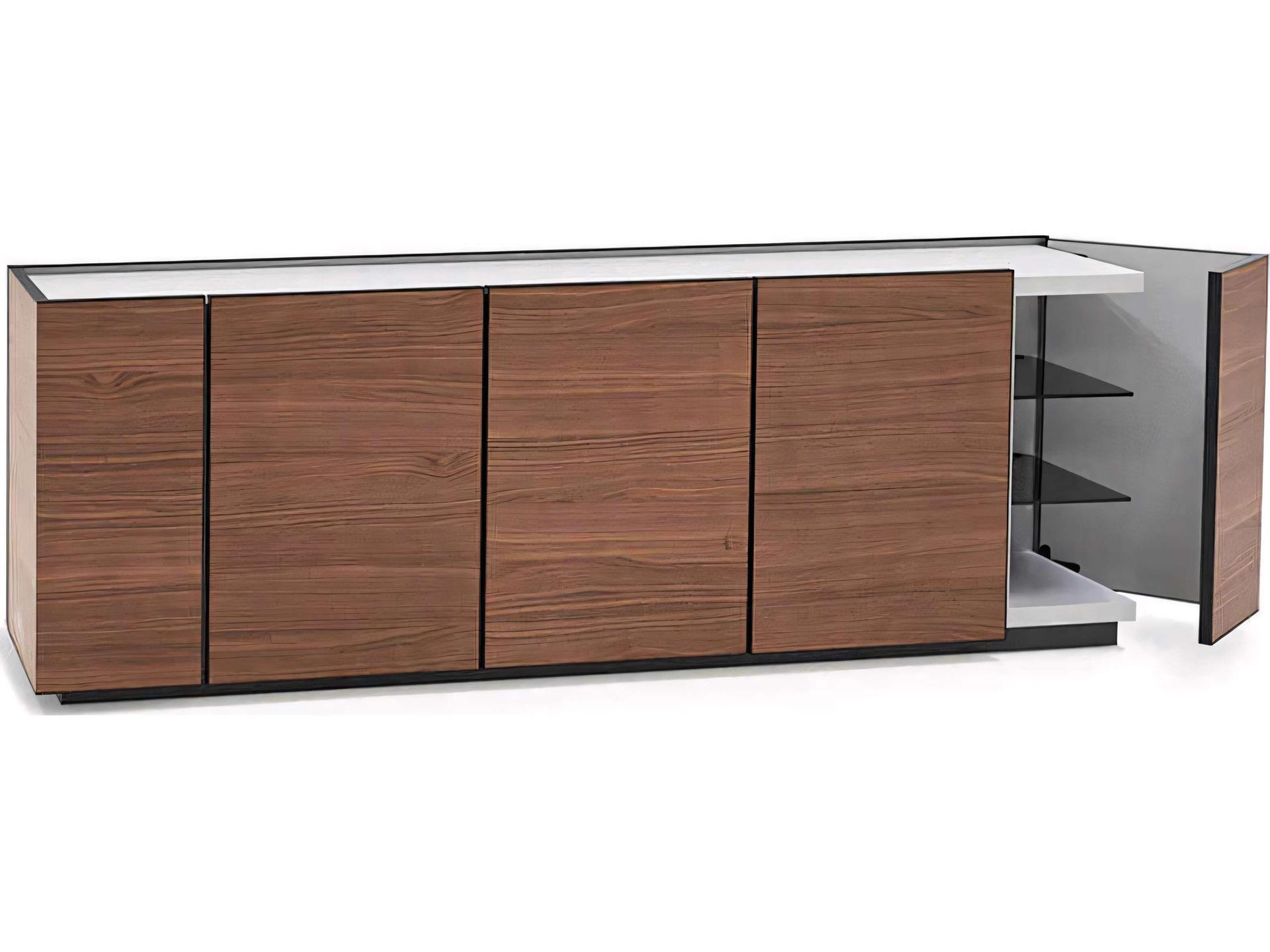 Cornice 82" Walnut Wood Fog Grey Sideboard
