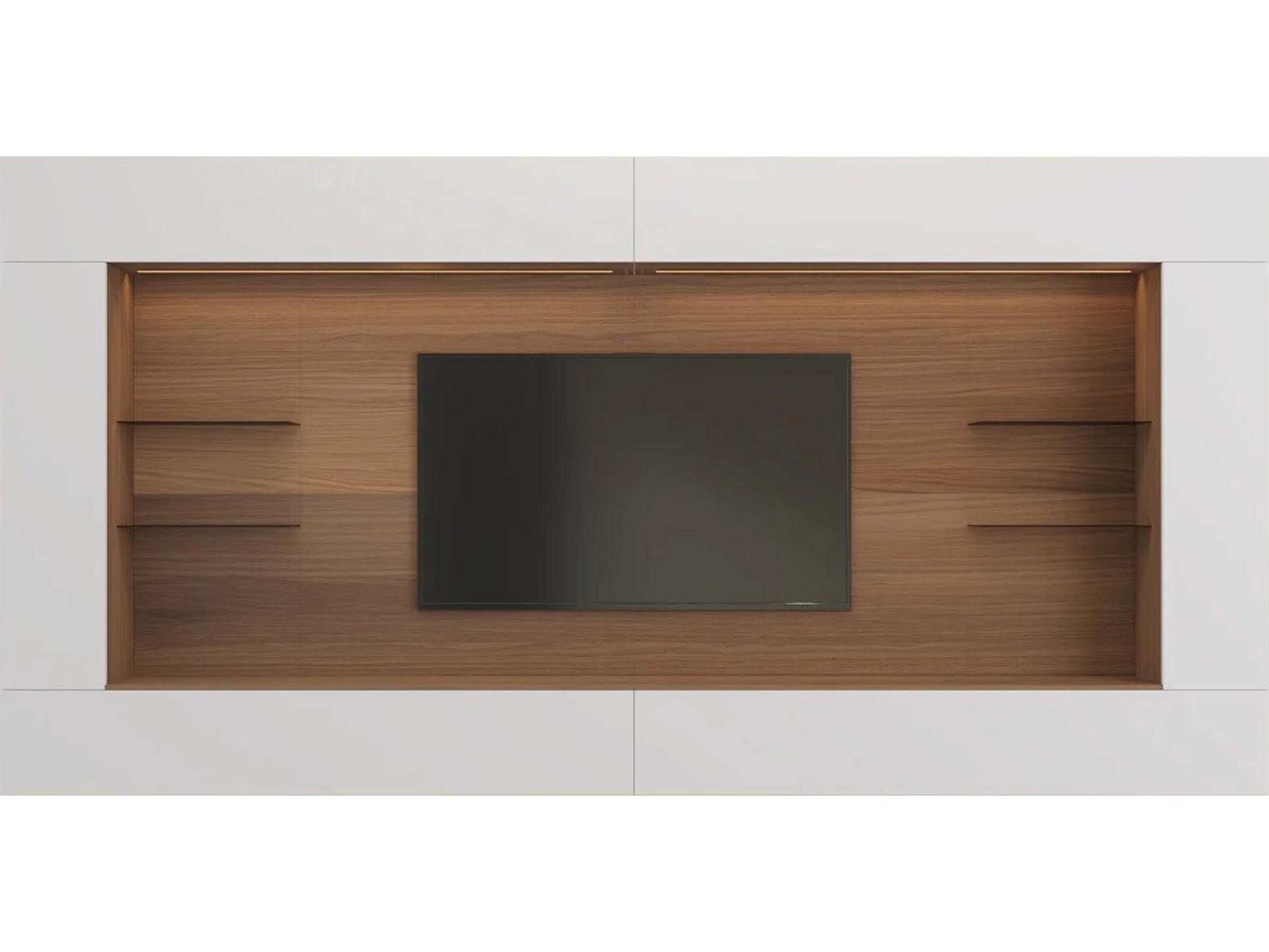 Spazio Wall Unit Comp. 142" Walnut/White Matt Lacquer