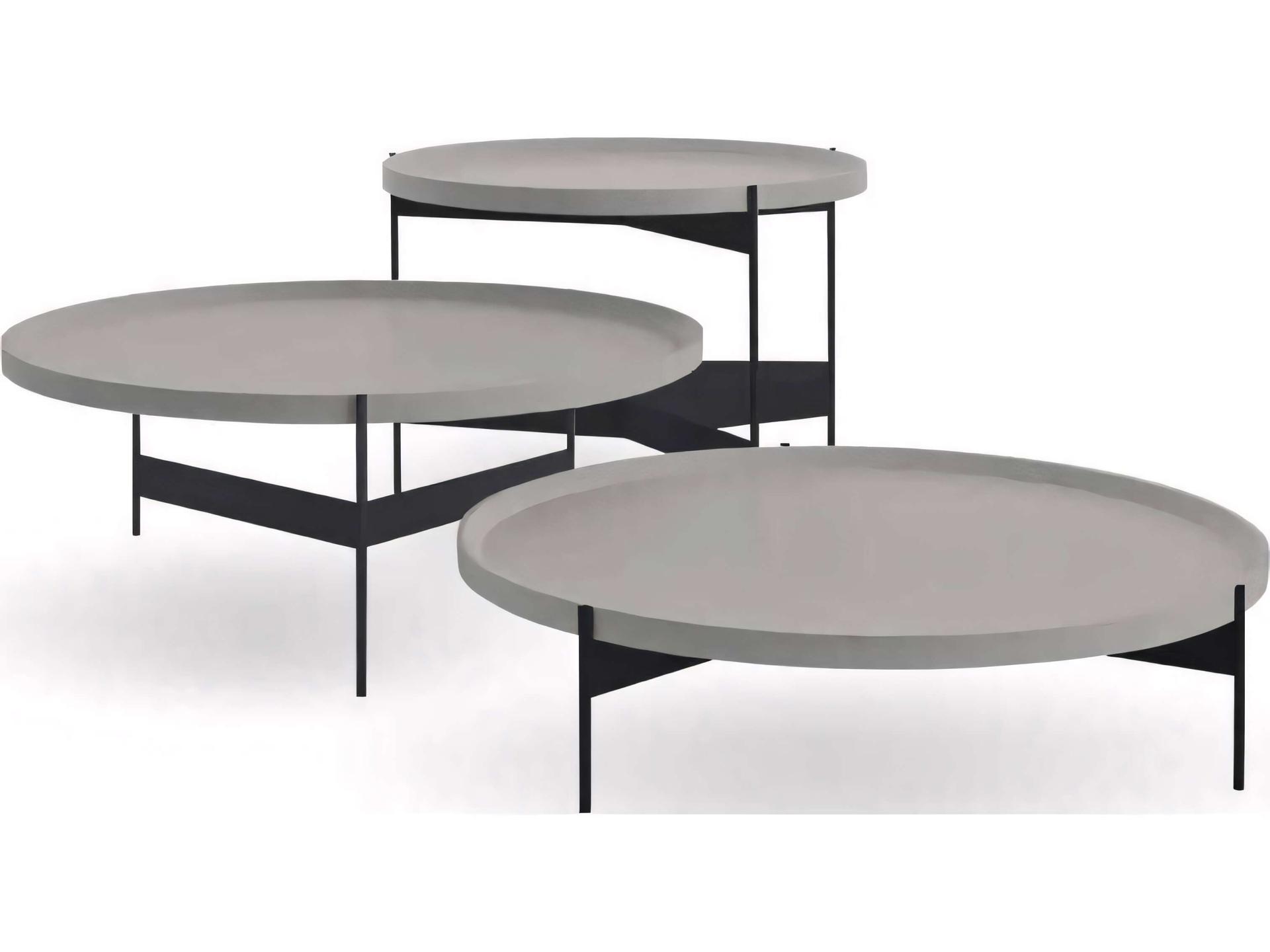 Abaco Round Metal Ash Grey Charcoal Coffee Table