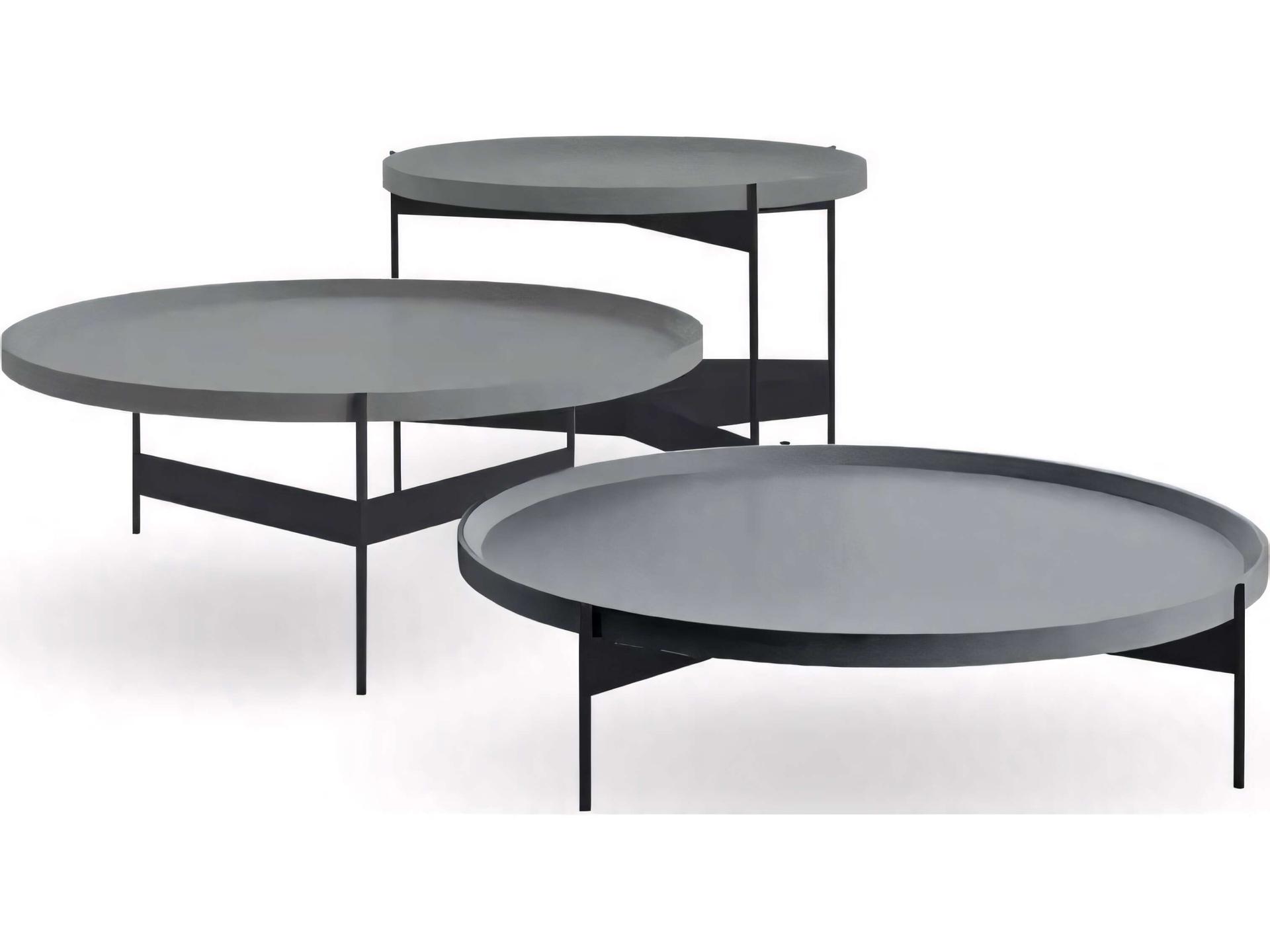 Abaco Round Metal Coffee Table Modern Charcoal