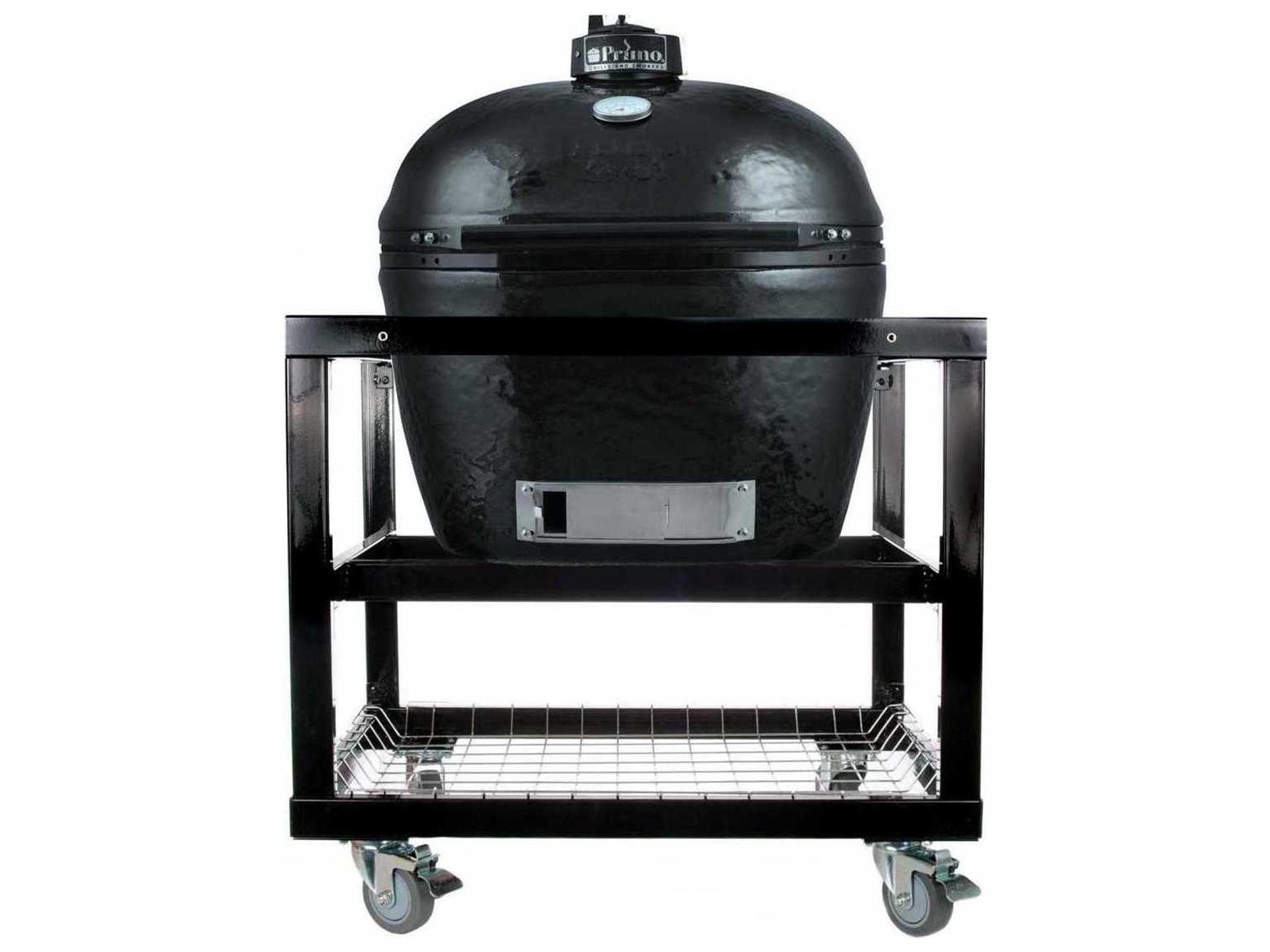 Primo Oval Large Charcoal Grill with Stainless Steel Cart