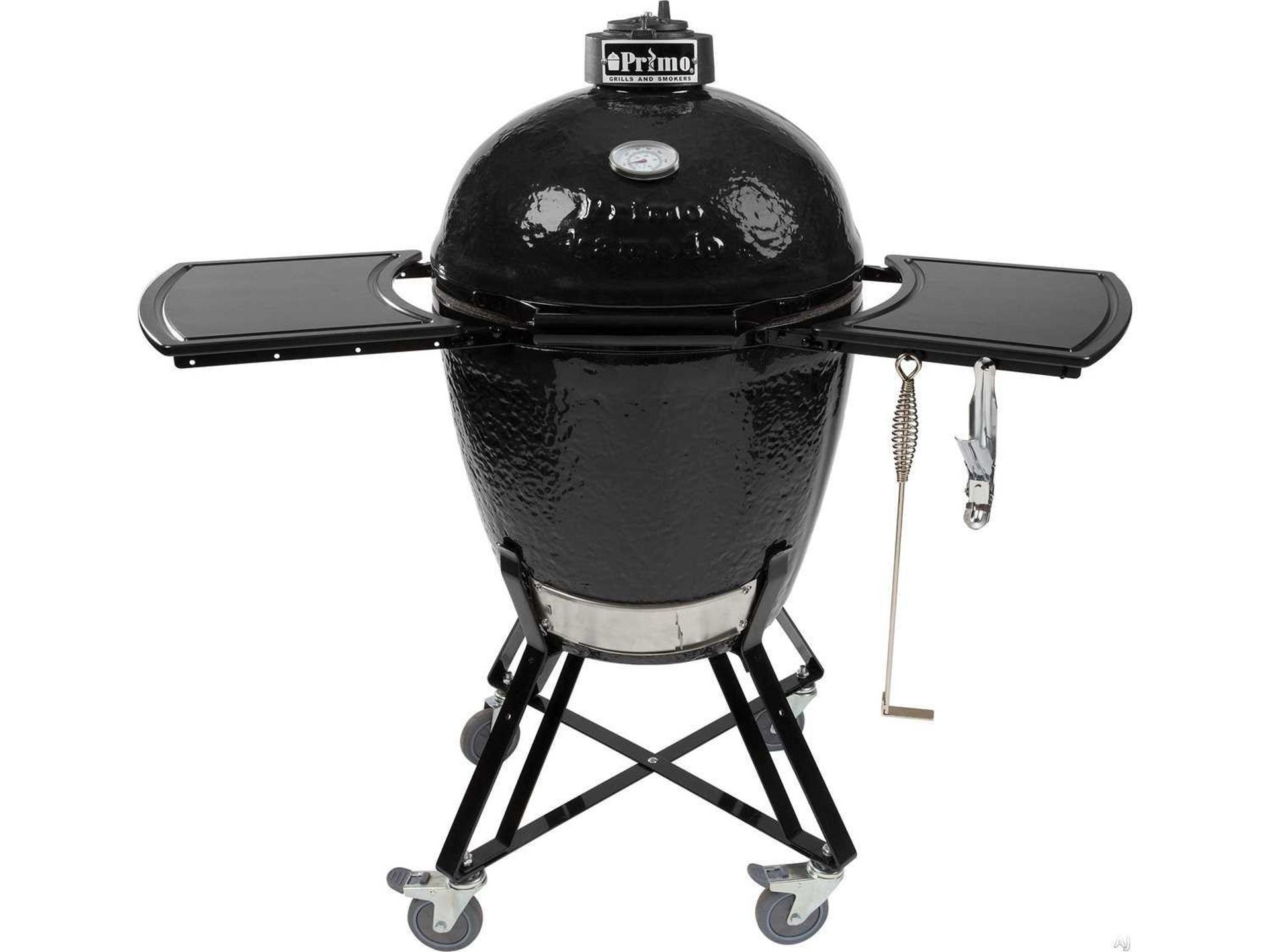 All-In-One Round Kamado Charcoal Ceramic Grill with Side Shelves