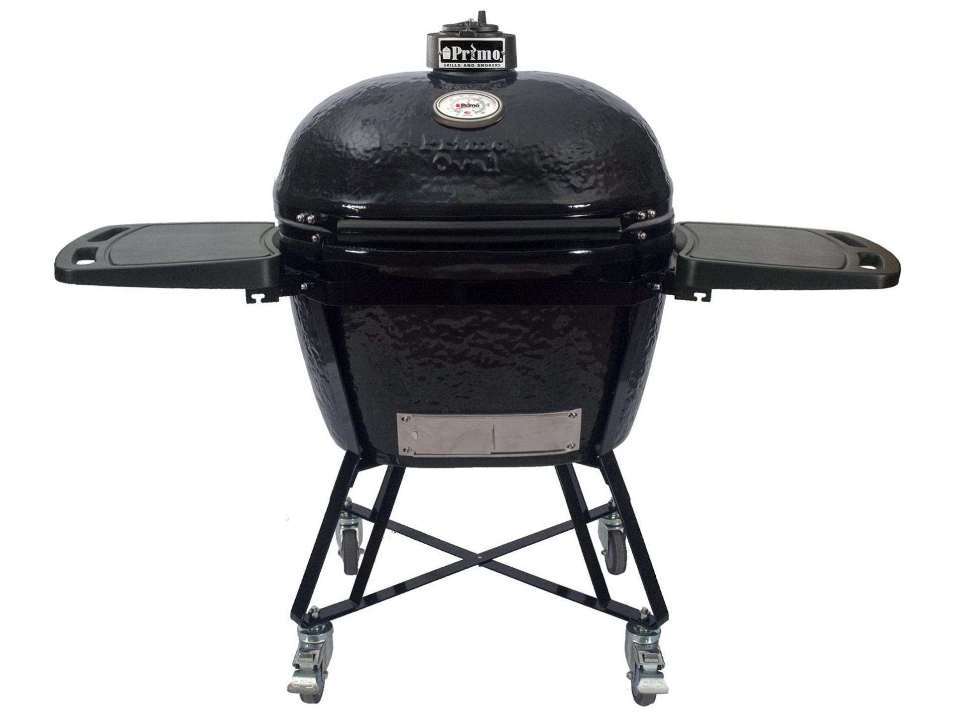 Primo Oval XL 400 All-In-One Charcoal Ceramic Kamado Grill in Black