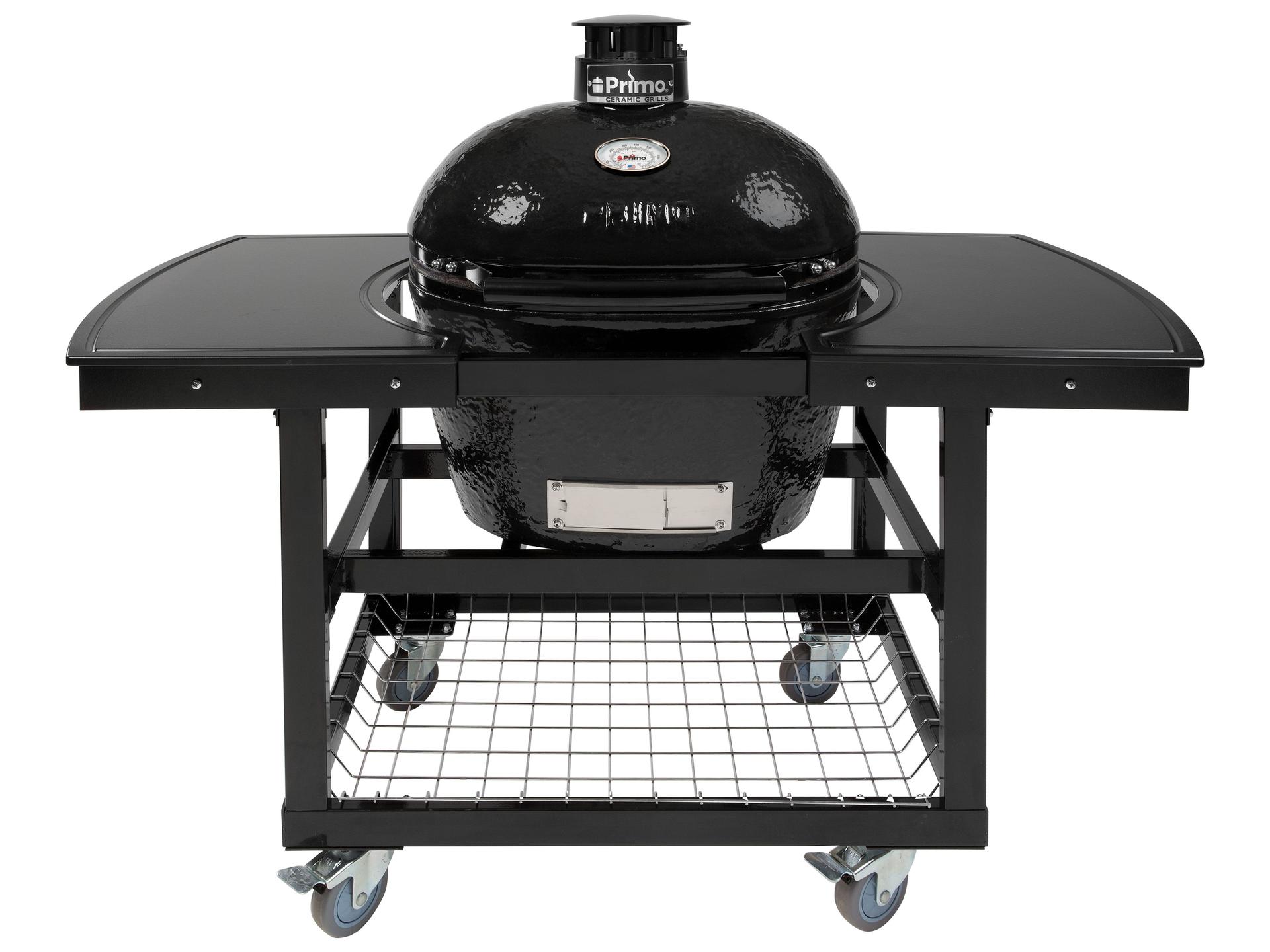 Primo Oval XL Jack Daniels Edition Charcoal Grill with Cart and Island Top