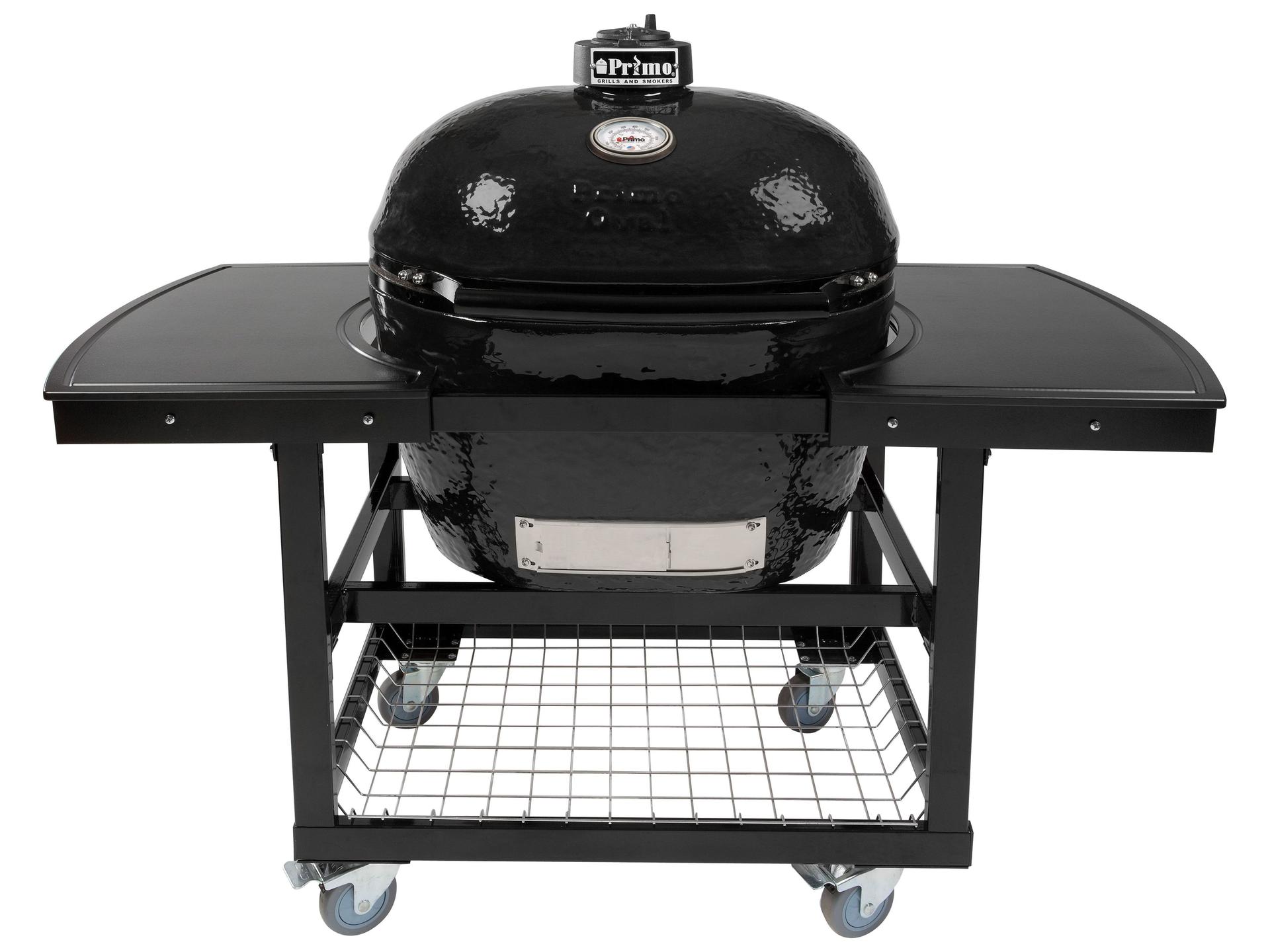 Primo Oval XL Charcoal Grill with Cart and Island Top