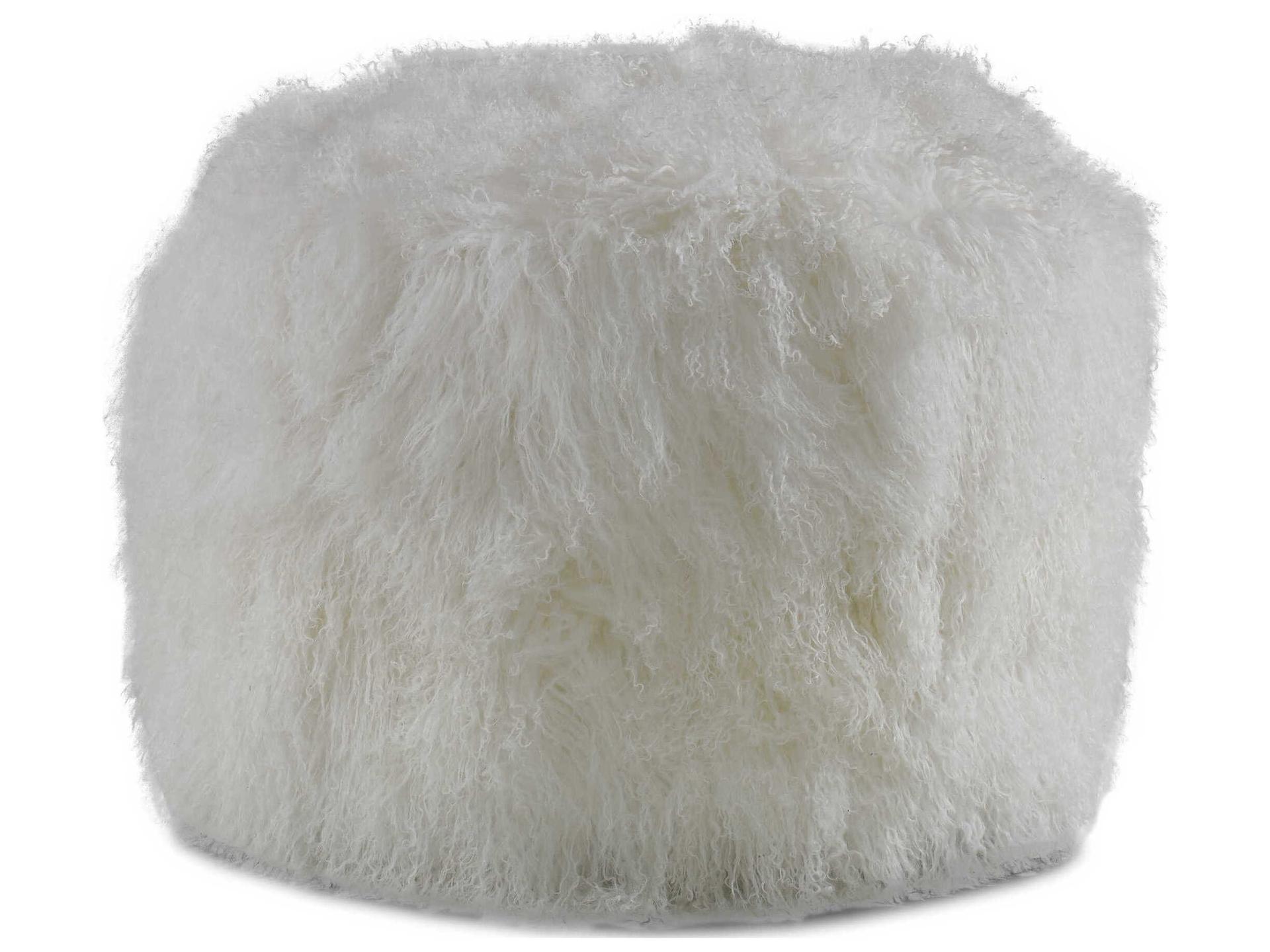 Simona White Leather Ottoman
