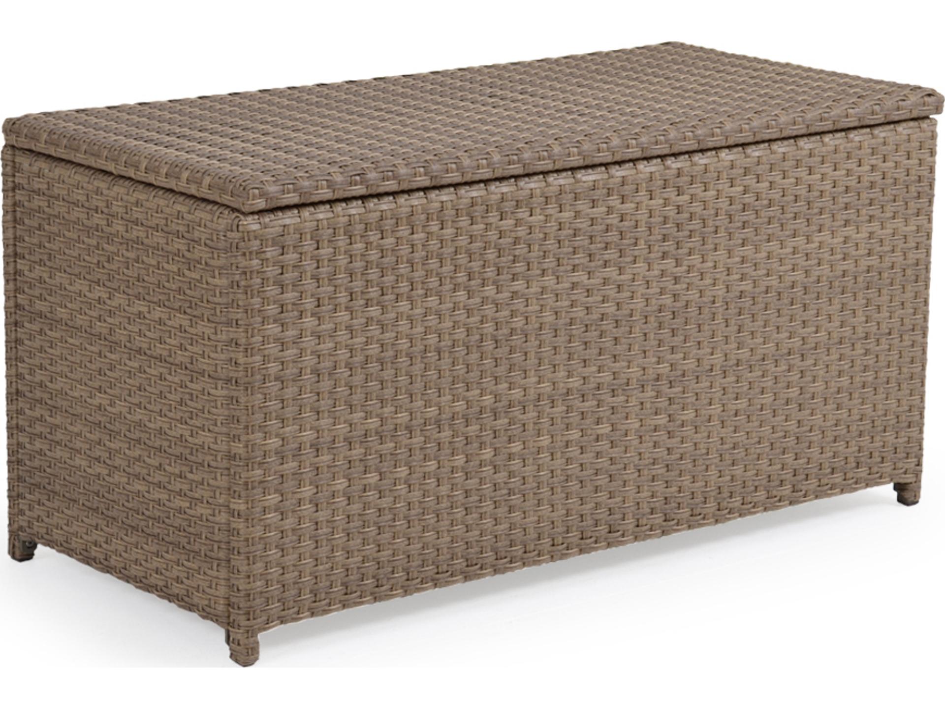 Alexandria Wicker Outdoor Storage Trunk in Oyster Grey