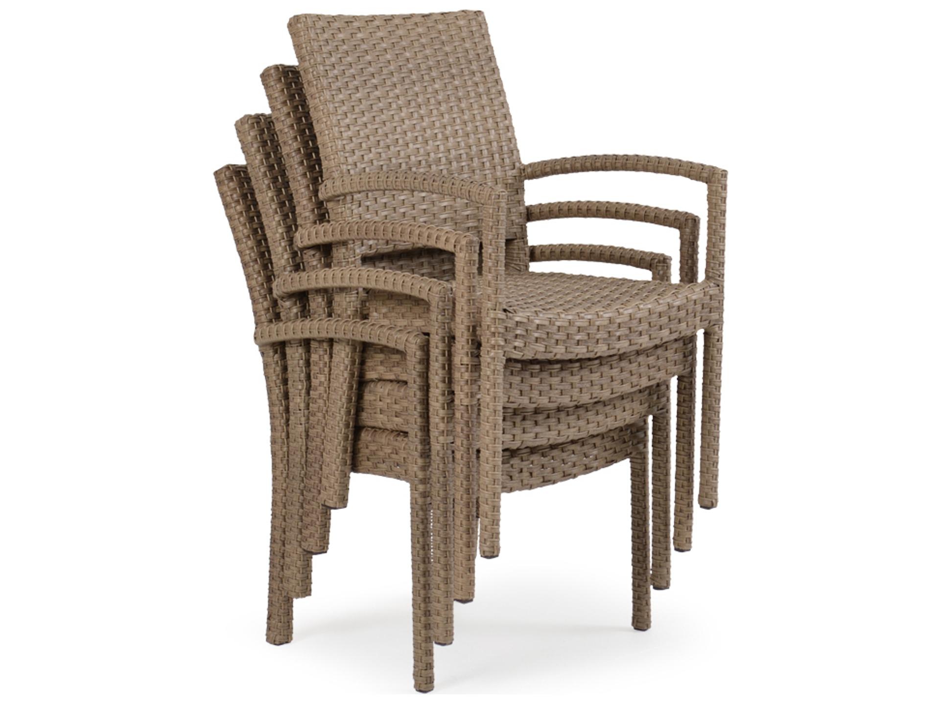 Watermark Living Seaside Wicker Stackable Outdoor Patio Dining Arm Chair