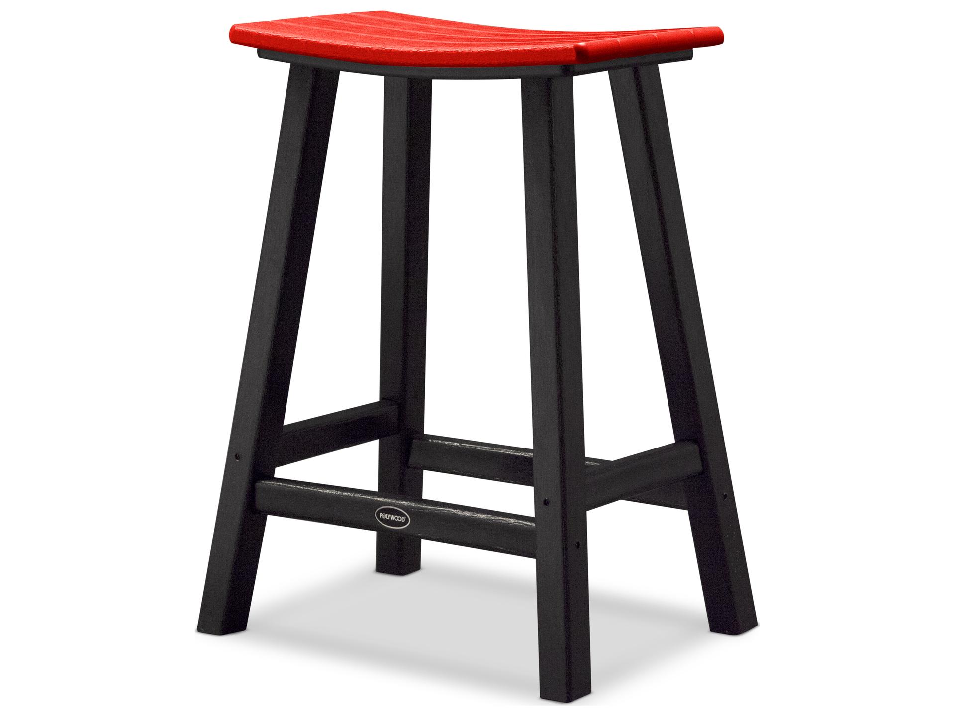 POLYWOOD Contempo Recycled Plastic Saddle 24-Inch Bar Stool