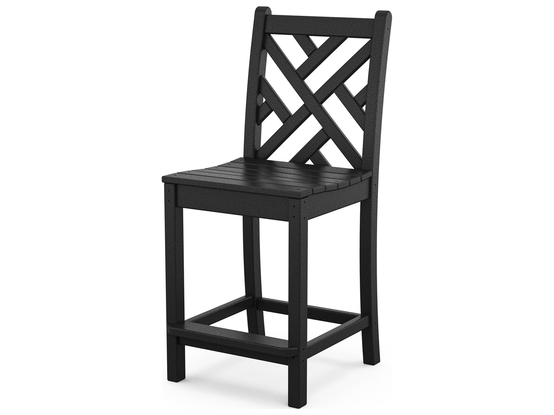 POLYWOOD Chippendale Armless Outdoor Counter Side Chair in Recycled Plastic
