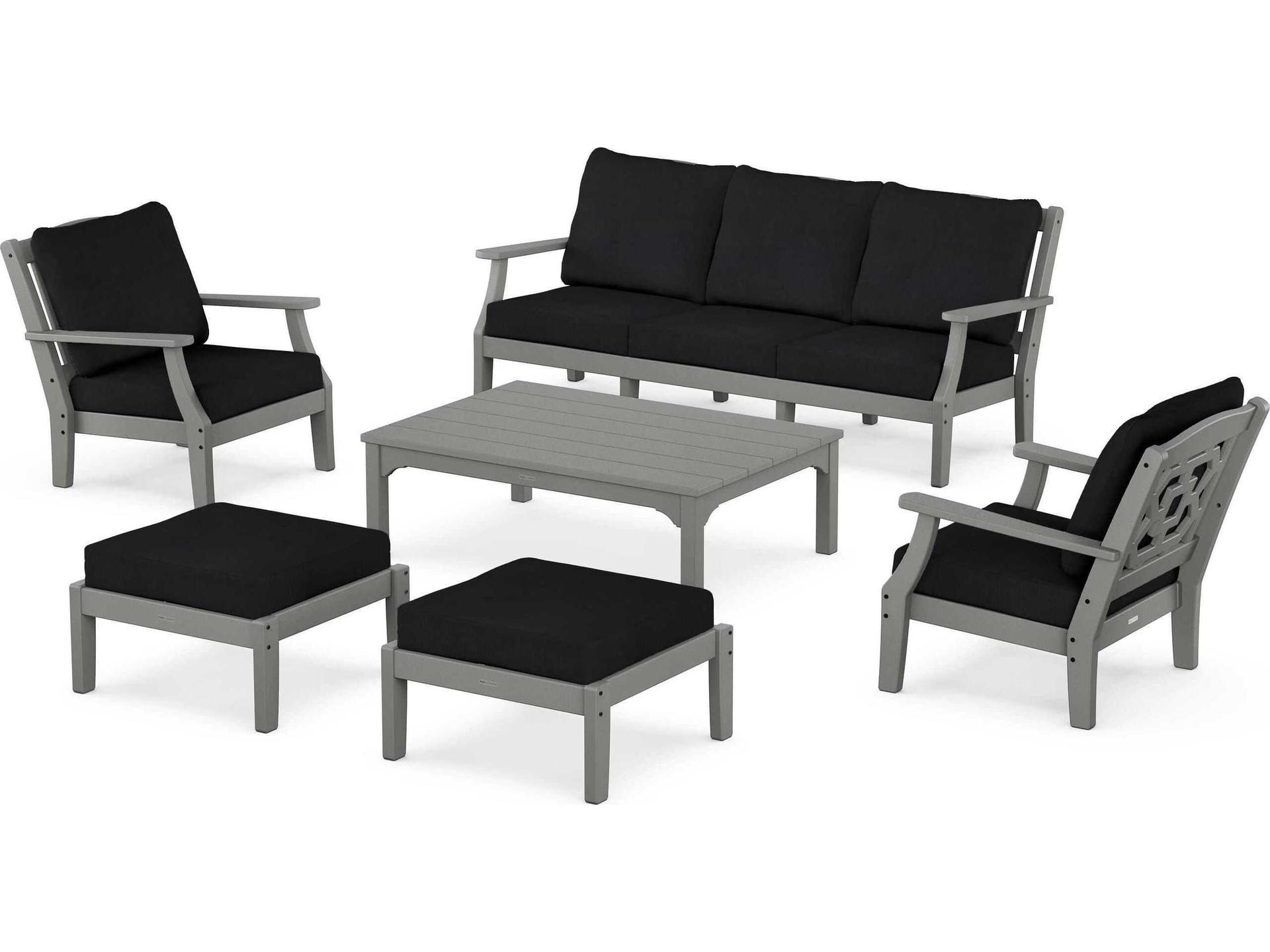 POLYWOOD® Martha Stewart Chinoiserie 6-Piece Lounge Sofa Set