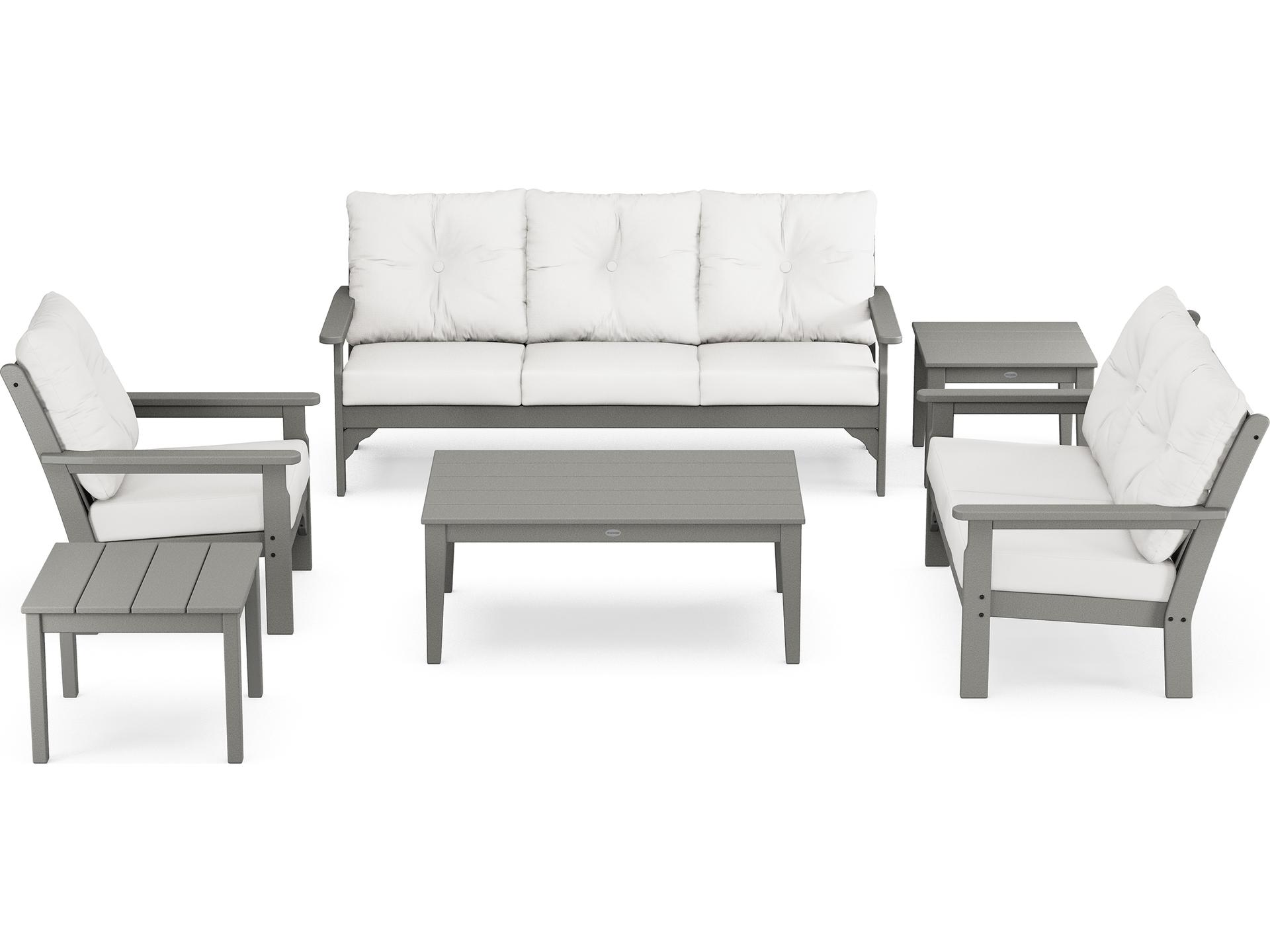 POLYWOOD® Vineyard Recycled Plastic 6 Piece Deep Seating Outdoor Lounge Set