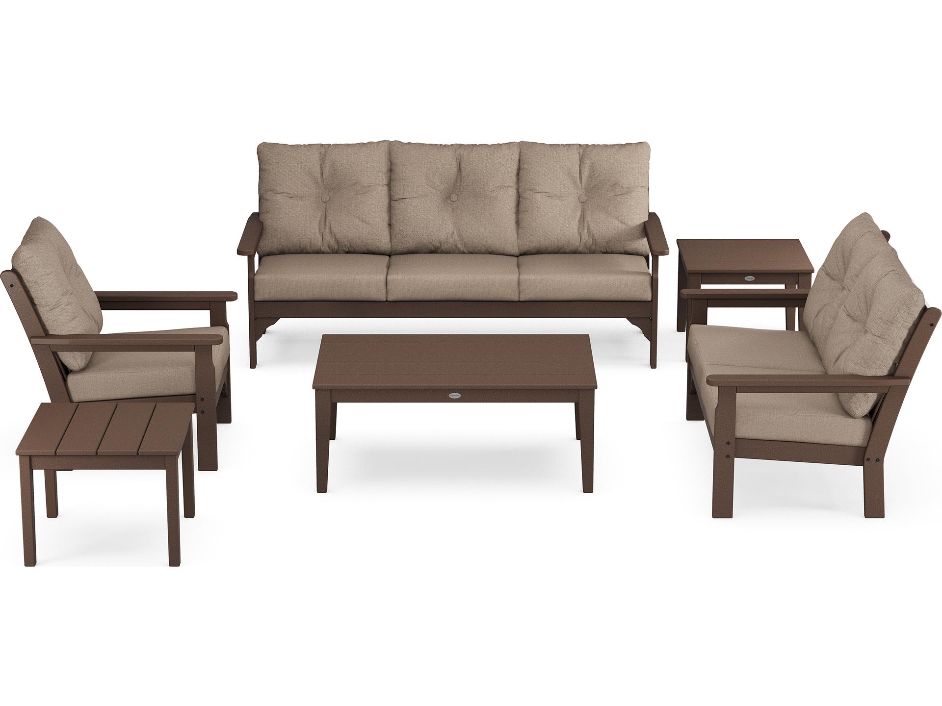 POLYWOOD® Vineyard Recycled Plastic 6 Piece Deep Seating Outdoor Lounge Set