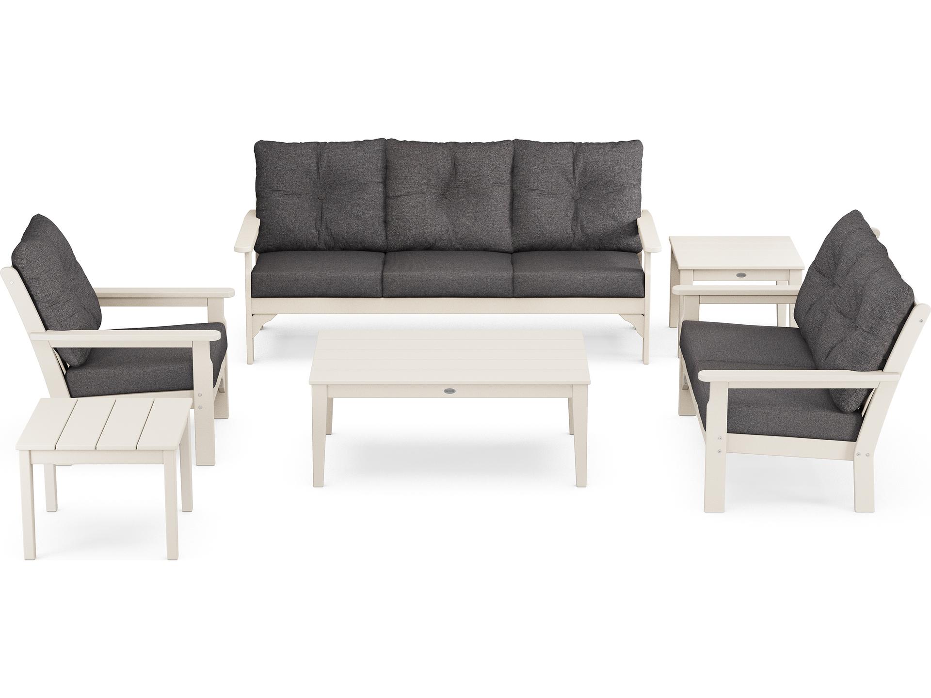 POLYWOOD® Vineyard Recycled Plastic 6 Piece Deep Seating Outdoor Lounge Set