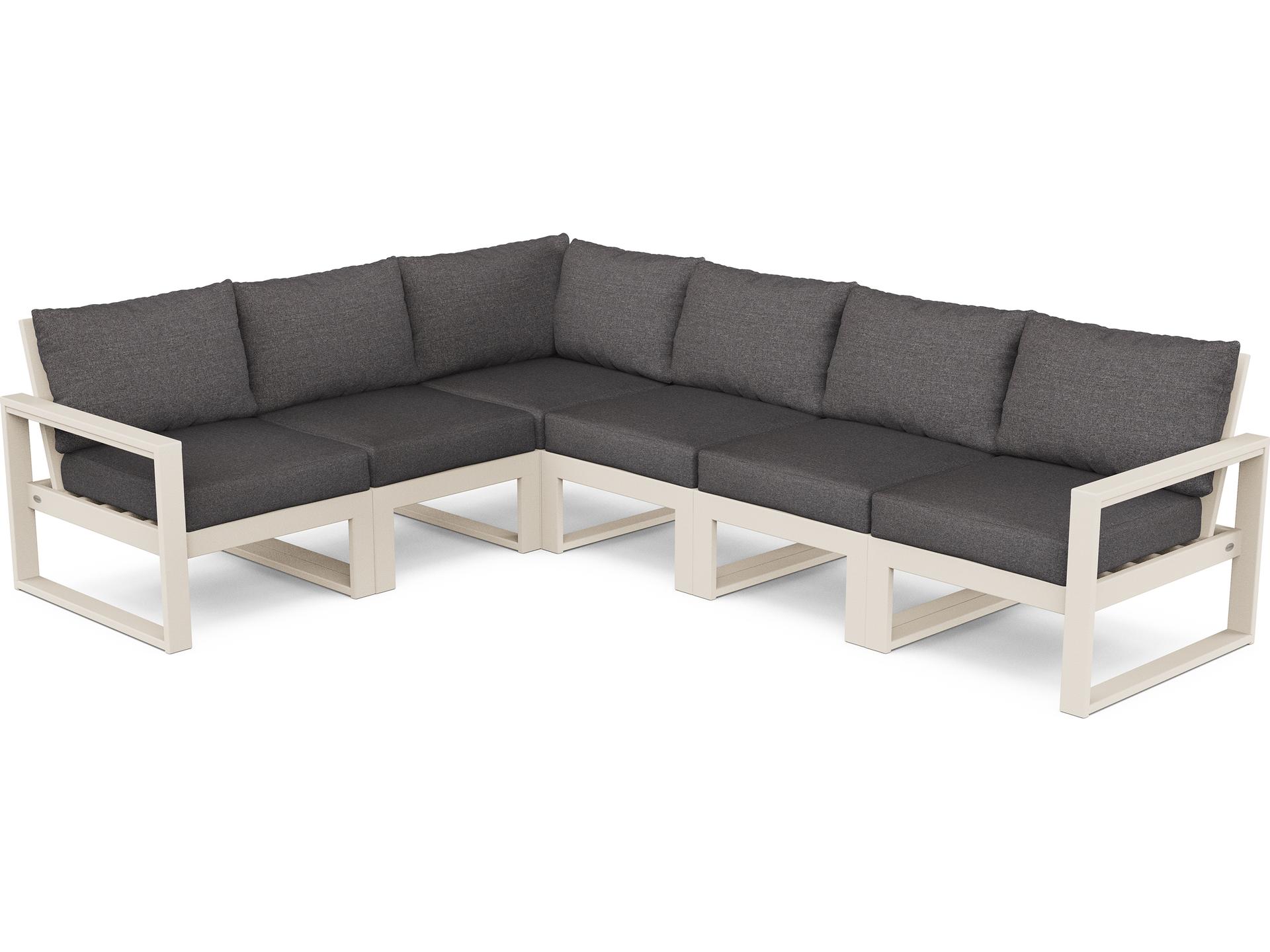 POLYWOOD® Edge Recycled Plastic Deep Seating 6 Piece Sectional Patio Lounge Set