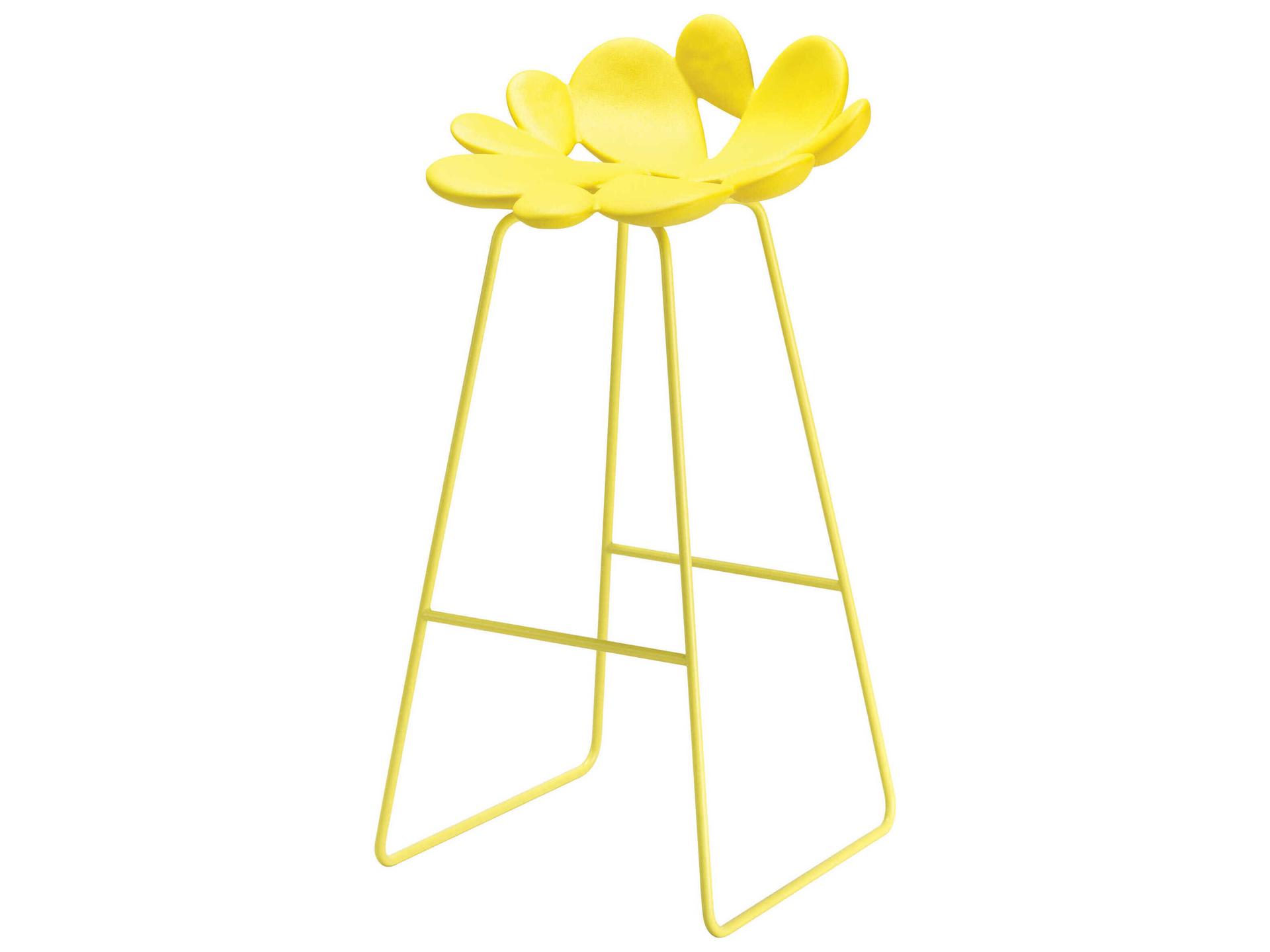 Qeeboo Filicudi Outdoor Yellow Recycled Plastic Bar Stool