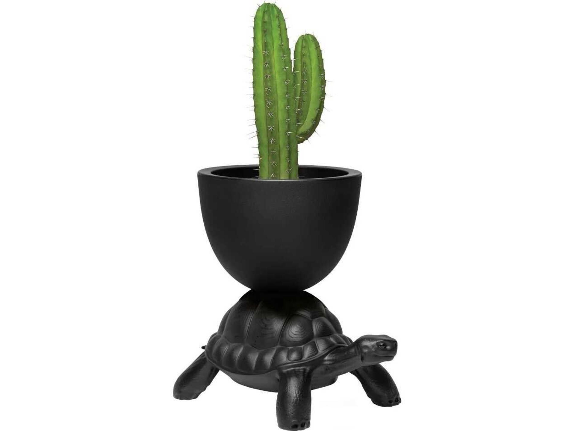 Qeeboo Turtle Carry Outdoor Planter in Black Polyethylene