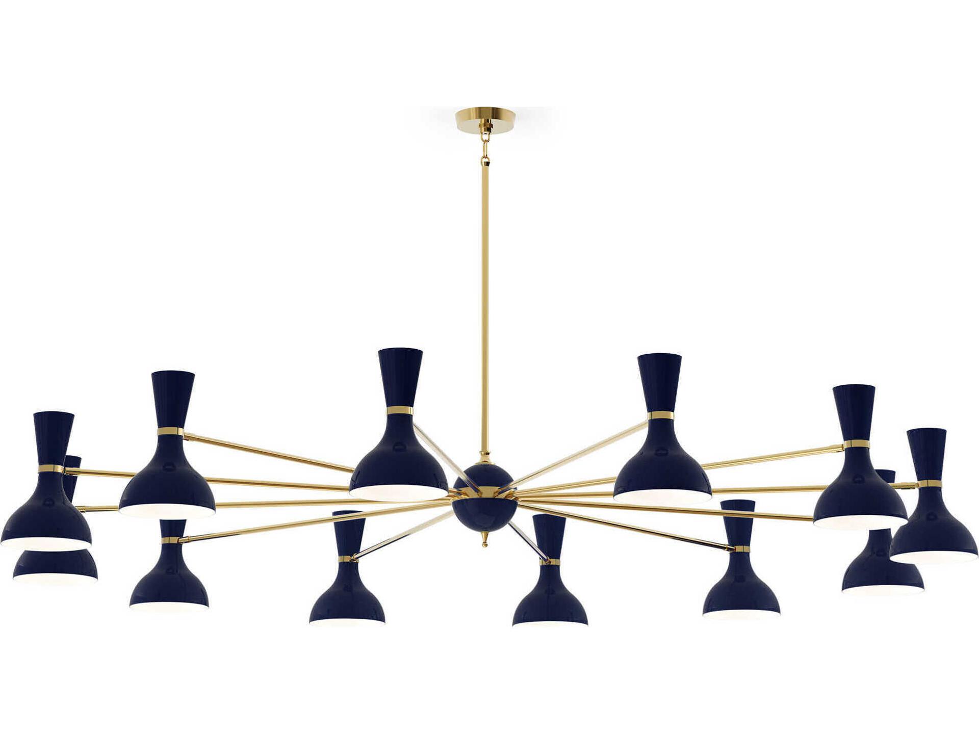 Clare 12-Light Chandelier with Midnight Blue Painted Shades