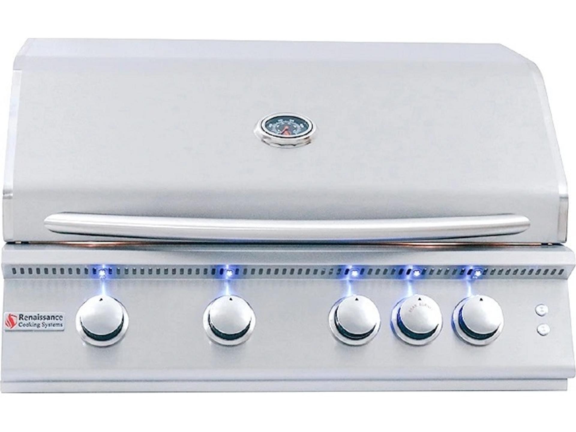 Premier 32-Inch 4-Burner Built-In Natural Gas Grill with LED Lights