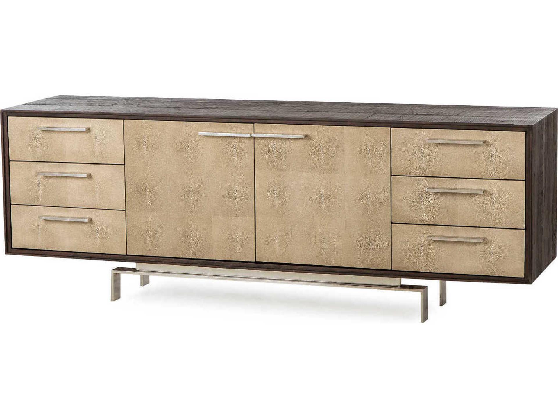 Latham 72 Inch Peroba Faux Shagreen Credenza Sideboard