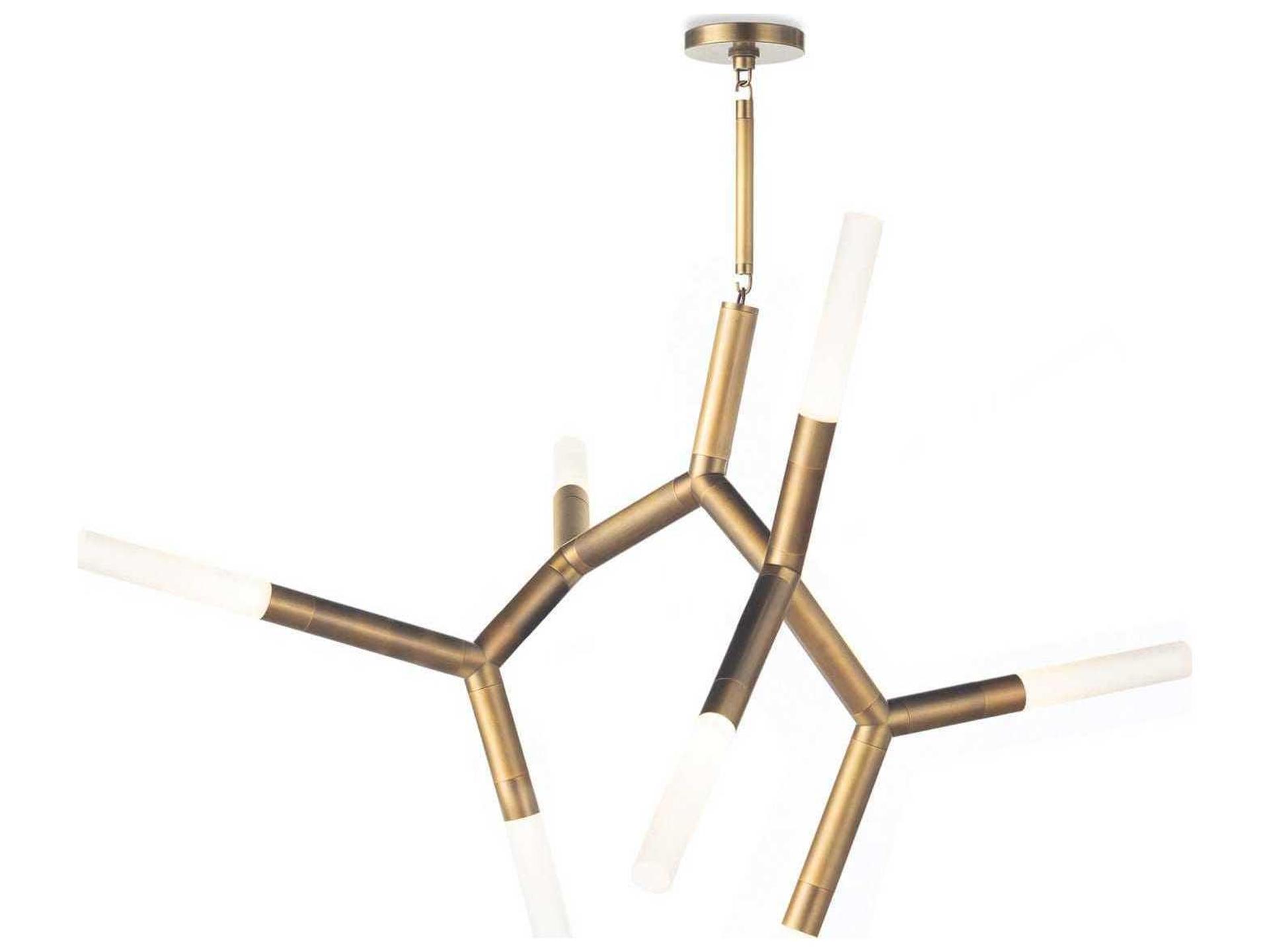 Traveler 7-Light Chandelier in Natural Brass with Frosted Acrylic